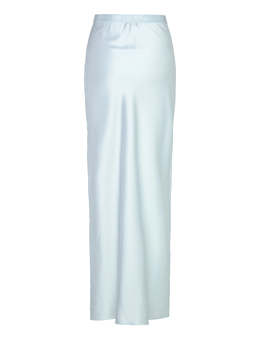 Ahlvar Gallery - Hana long logo satin skirt - maxi nederdele - sky blue - 2