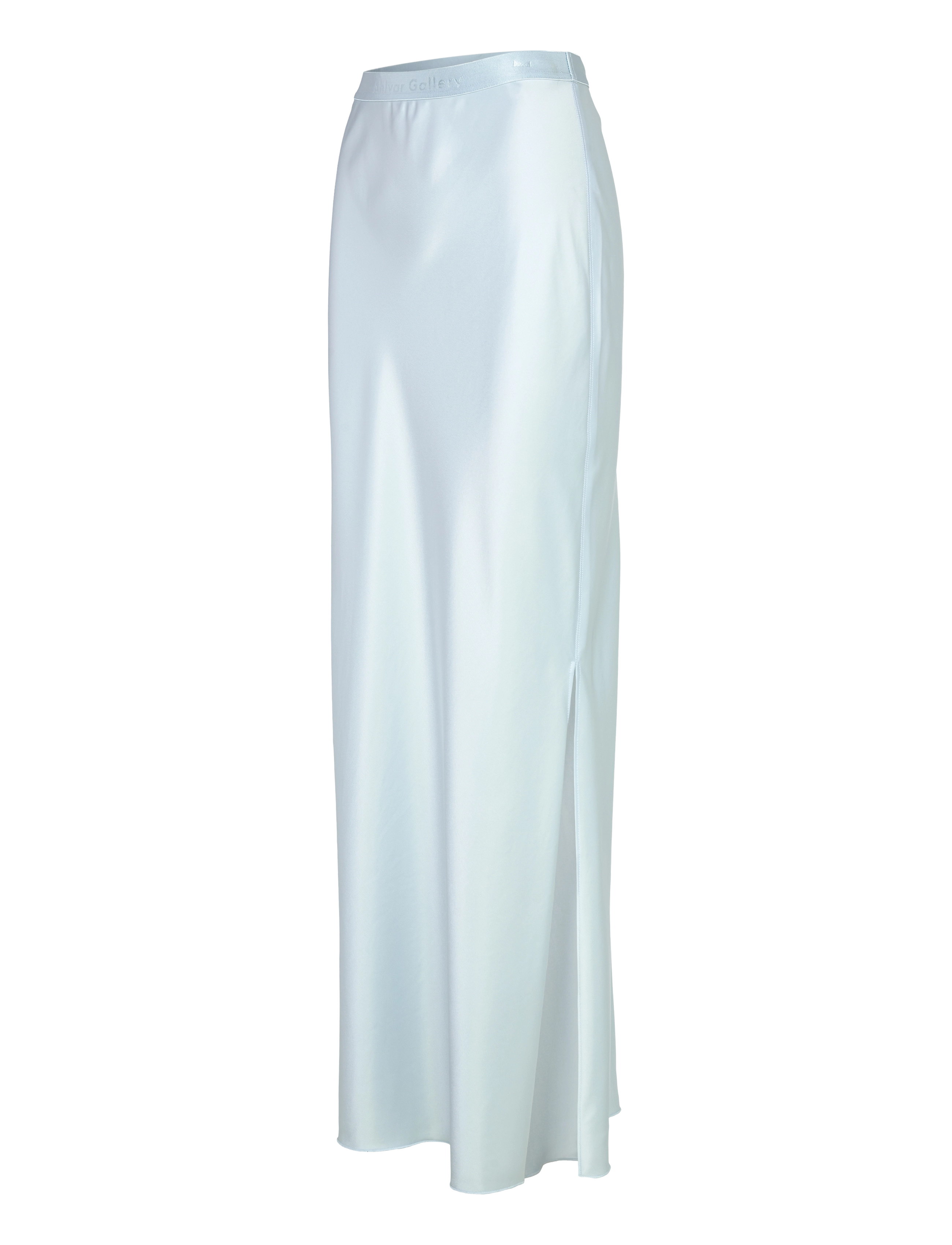Ahlvar Gallery - Hana long logo satin skirt - maxi nederdele - sky blue - 3
