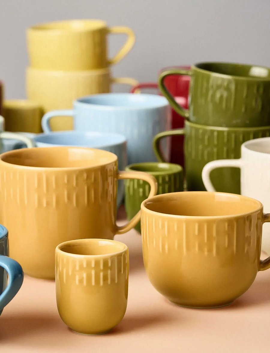 Aida - Confetti Mustard mini kop med relief Porcelæn 5 cl. - espressotassen - mustard - 0