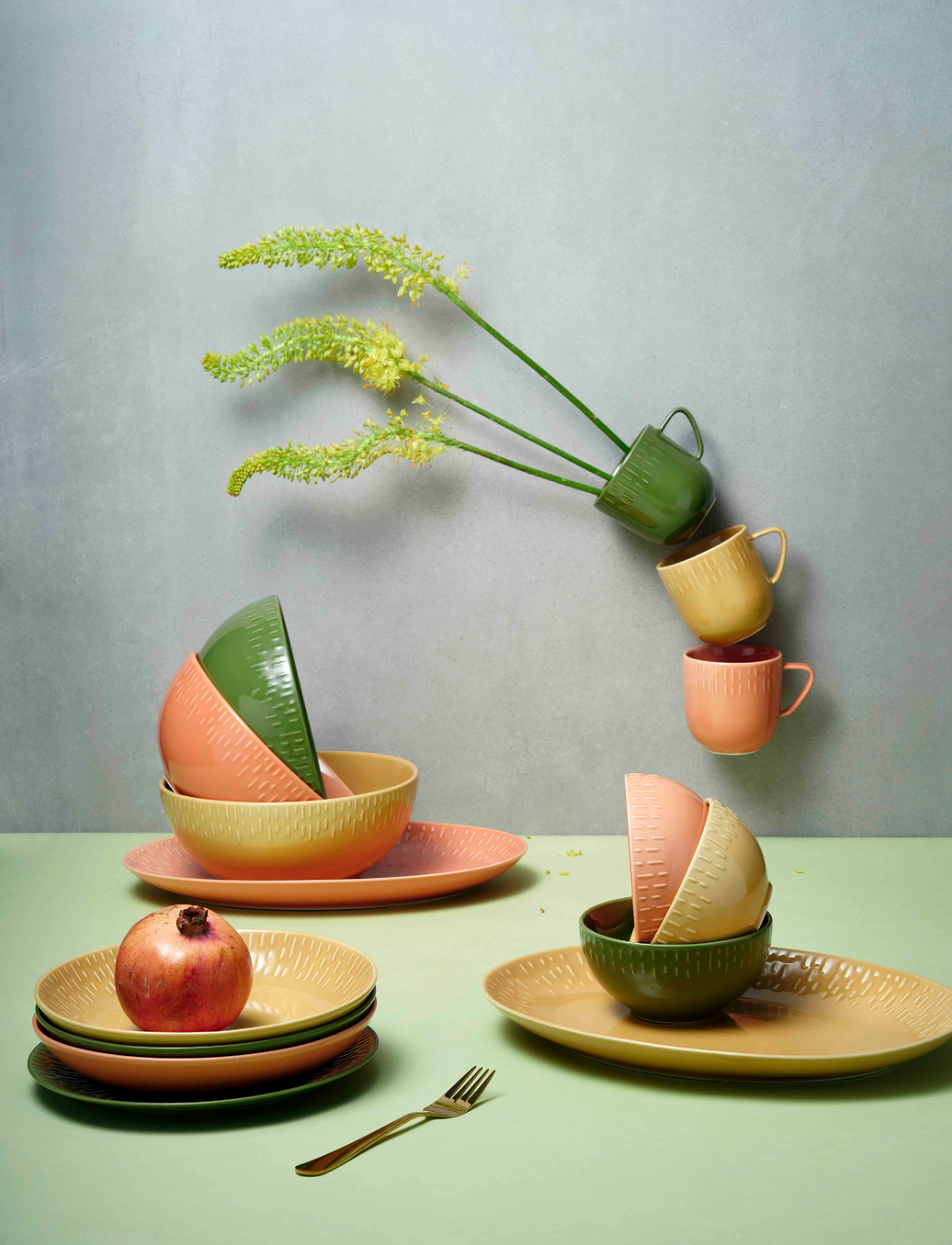 Aida Confetti Pasta Plate W/Relief 1 Pcs Giftbox, Ø 25.2 cm x 25.2, Green, Tallerkener > Pastatallerkener, Unisex