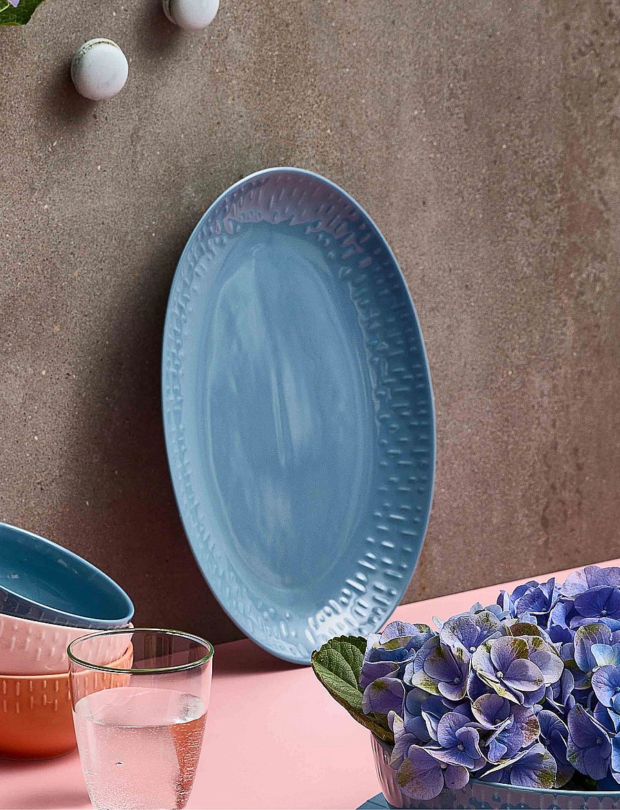 Aida - Confetti oval dish w/relief 1 pcs. giftbox - servierplatten - blueberry - 0