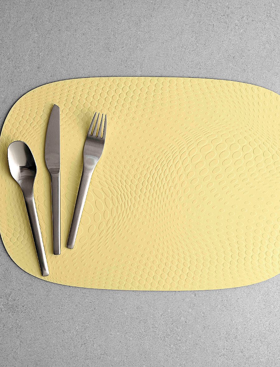 Aida - Karim Rashid Lemon dækkeserviet 95% genbrugslæder 1 stk 45,0x30,6 cm - platzdeckchen - lemon - 0