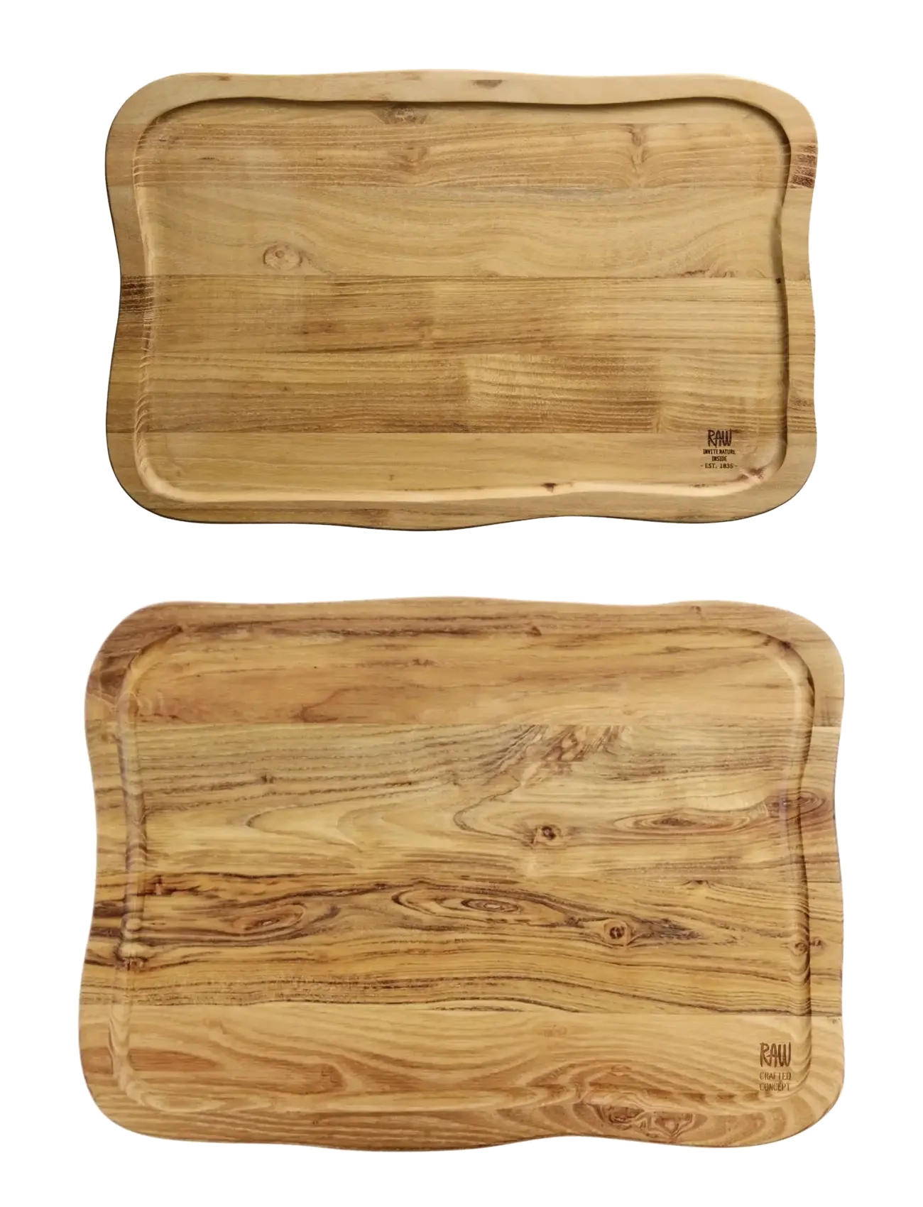 Aida RAW Teak - skærebrætsæt 2 dele 40x26x2 cm + 45x33x2 cm  med saftrille - Schneidebretter - NATURAL / natural