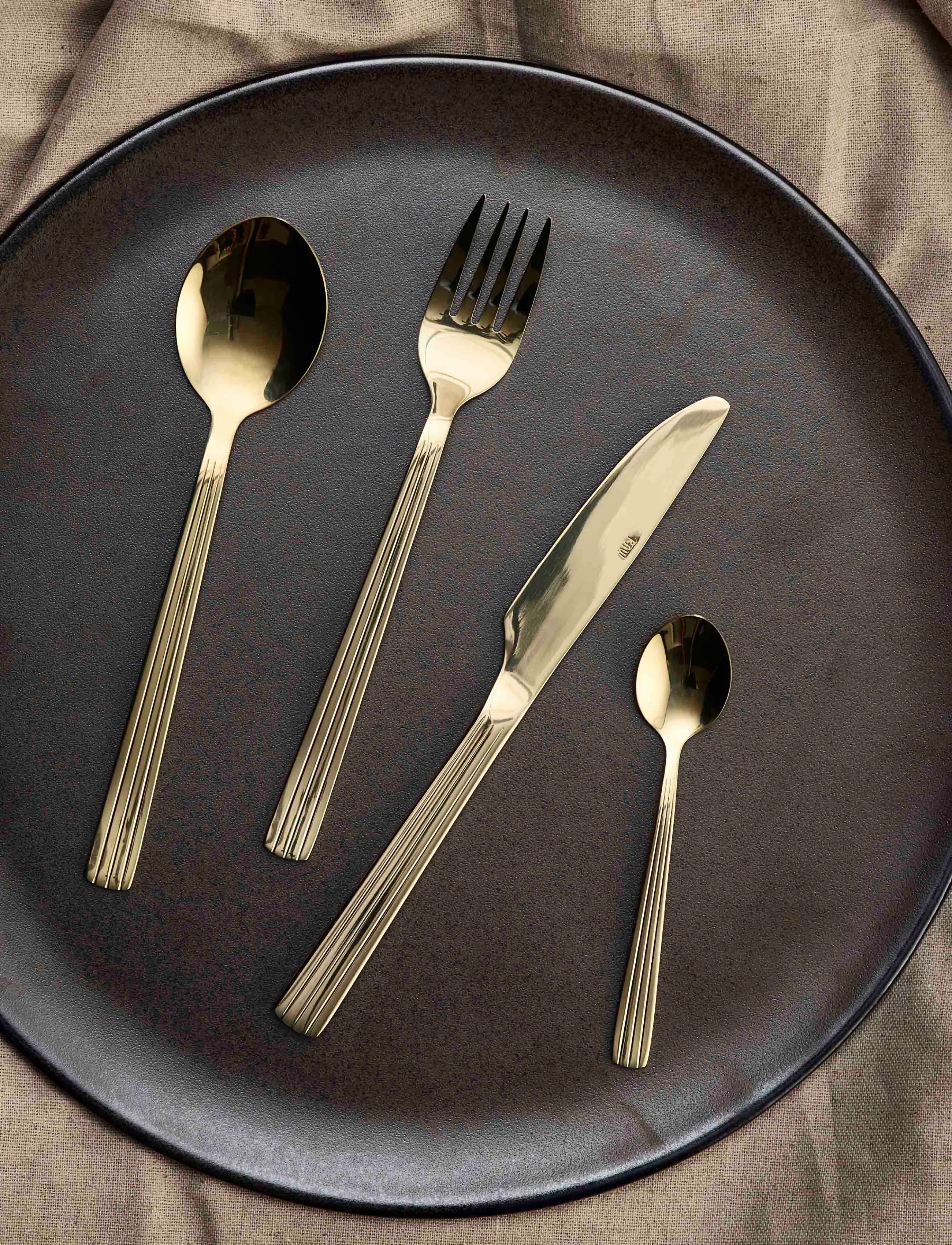 Aida Raw Cutlery Champagne Gold Colour Coating 24 Pcs Set, One Size x 35.2, Cutlery, - Homeware