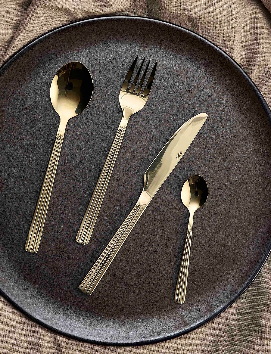 Aida - RAW cutlery champagne gold colour coating 24 pcs set - gold - 0