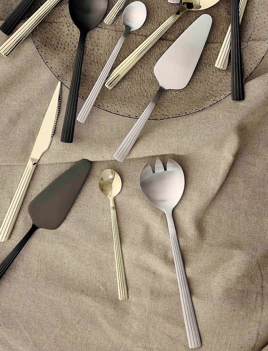 Aida - RAW cutlery matte steel - 2 pcs saladset giftbox - salatbesteck - matte steel - 0