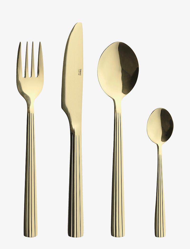 Aida - RAW - bestik 16 dele sæt Champagne guld farvet belægning 4 x (kniv, ske, gaffel, kaffeske) gaveæske - osta hinna alusel - champagne gold - 0