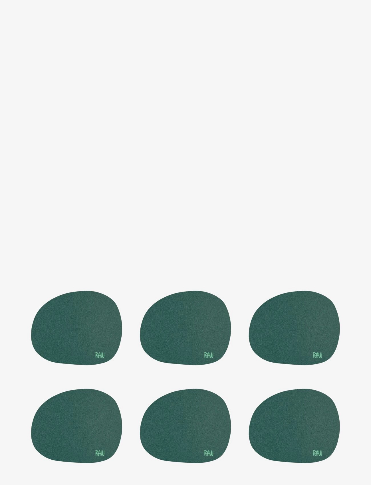 Aida Raw Silicone Coaster Dark Green 12,2X10 Cm 6 Pcs. Pack, Coaster, Grøn, Str: ONE SIZE