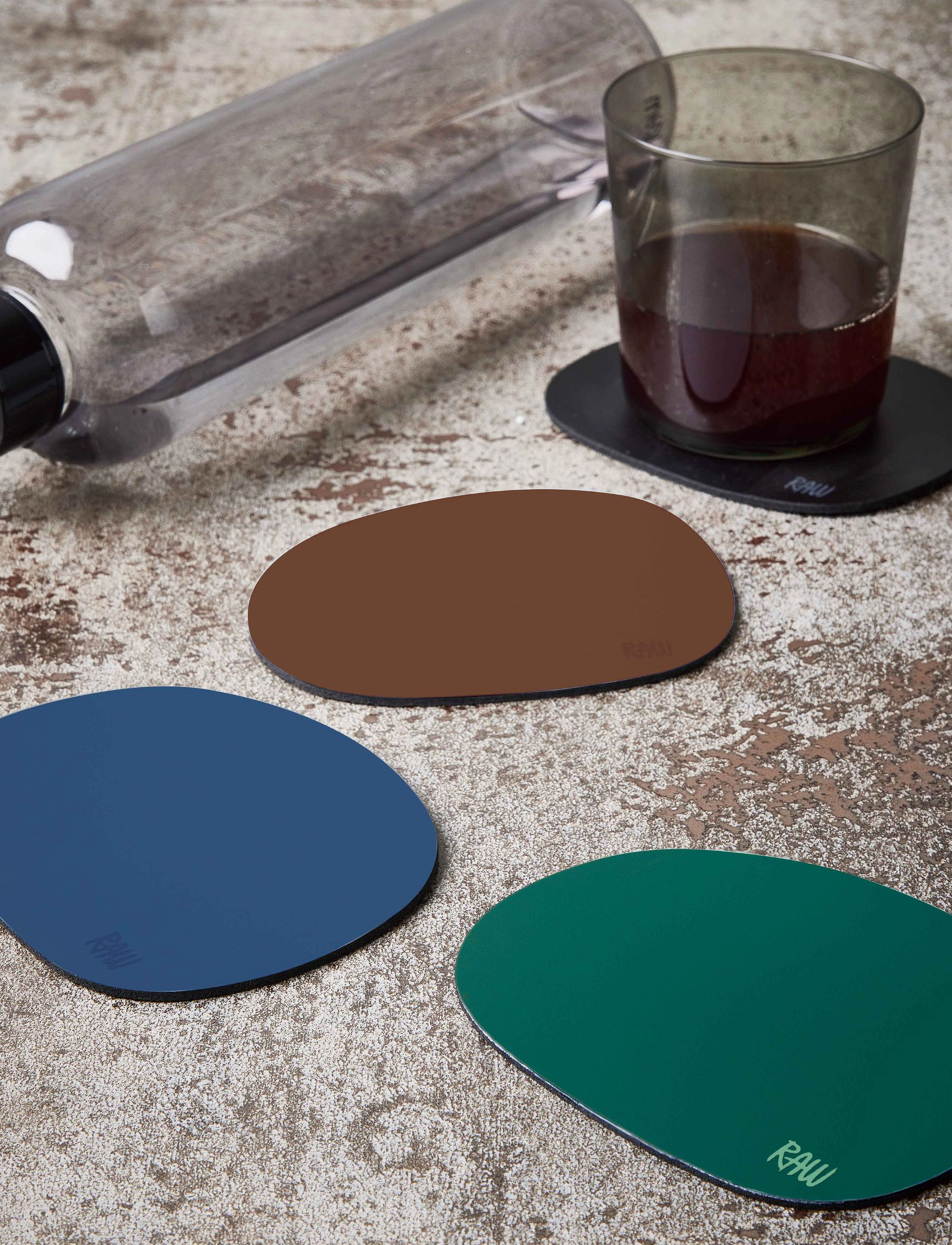 Aida Raw Silicone Coaster Dark Green 12,2X10 Cm 6 Pcs. Pack, One Size, Dining & Table Accessories, Grün - Coasters, Homeware