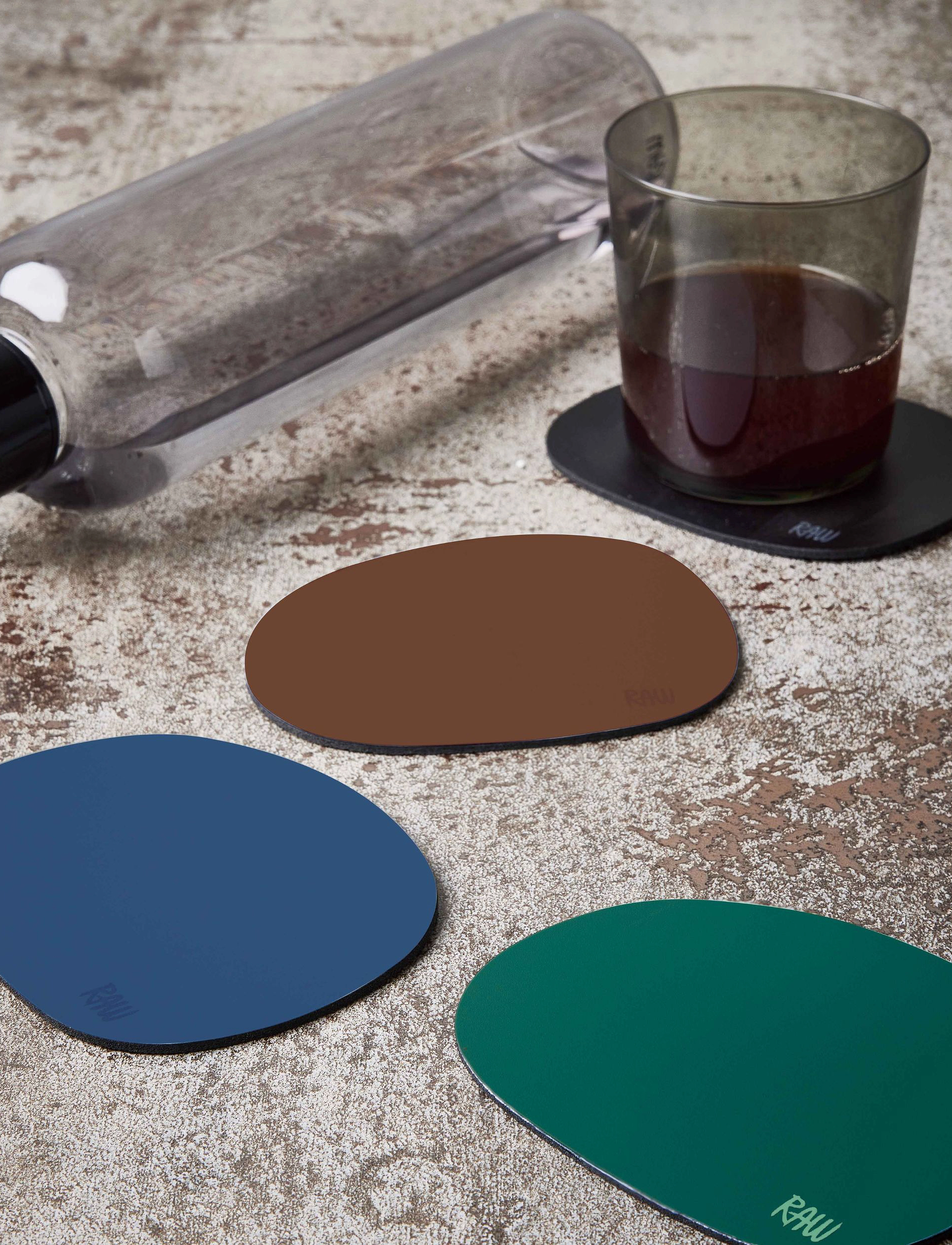 Aida Raw Silicone Coaster Dark Blue 12,2X10 Cm 6 Pcs. Pack, One Size, Dining & Table Accessories, Blau - Coasters, Homeware