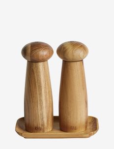 RAW Teak wood ceramic grinder set w/tray, Aida