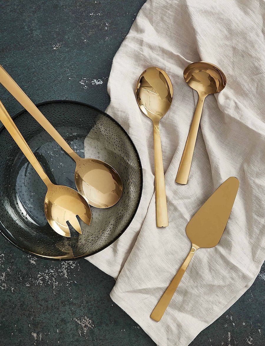 Aida - RAW cutlery gold colour coating 5 pcs set - servierlöffel - gold - 0