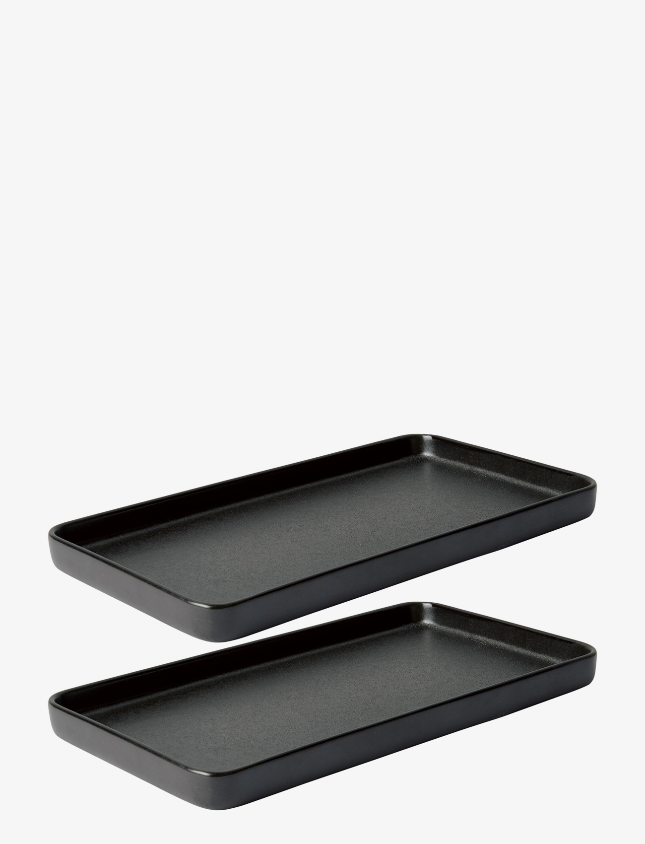 AIDA Raw Titanium Schwarz - Rektangulær Fad 2 Stk 34x18x2,5 Cm Gaveæske Schwarz - One Size - Unisex