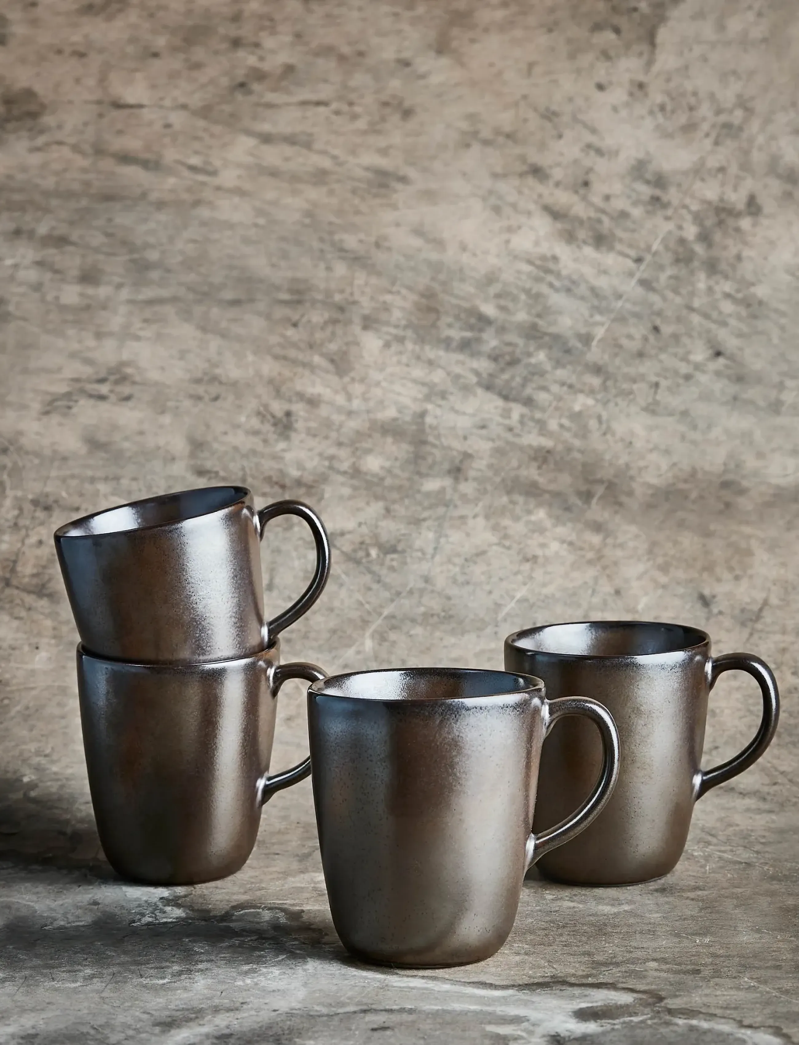Aida Raw Metallic Brown - Wall Mug W Handle 6 Stk 35 Cl, One Size, Brown, Kopper & Krus > Kaffekopper, Unisex