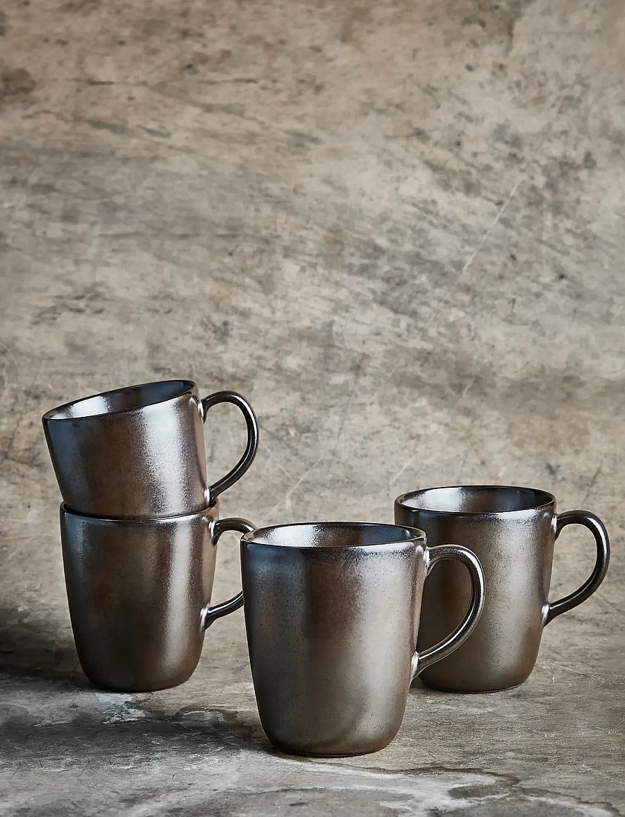 Aida - RAW Metallic Brown - wall mug w handle 6 stk 35 cl - teetassid - metallic brown - 0