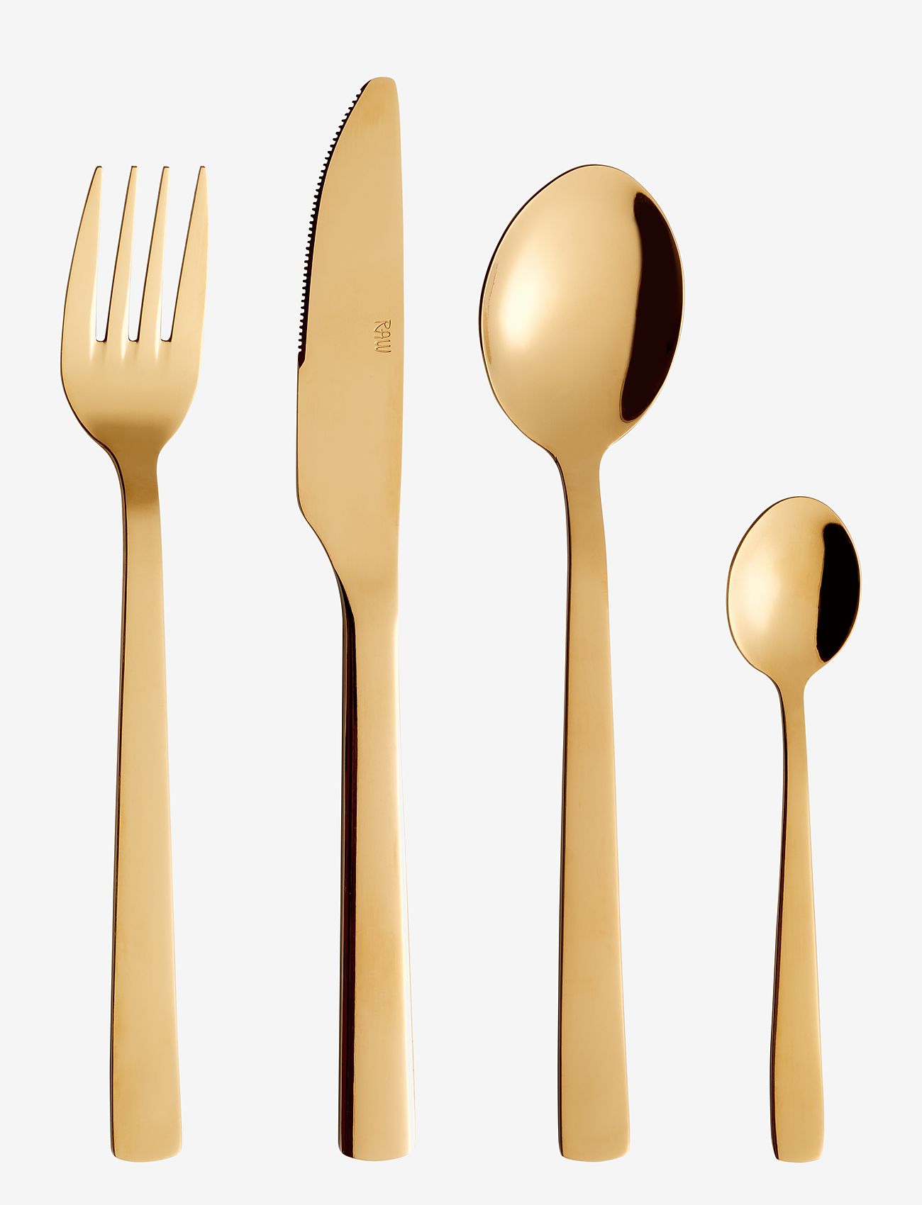 Aida RAW - bestik 16 dele sæt guld farvet belægning  4 x (kniv, ske, gaffel, kaffeske) gaveæske - Aida - GOLD / gold