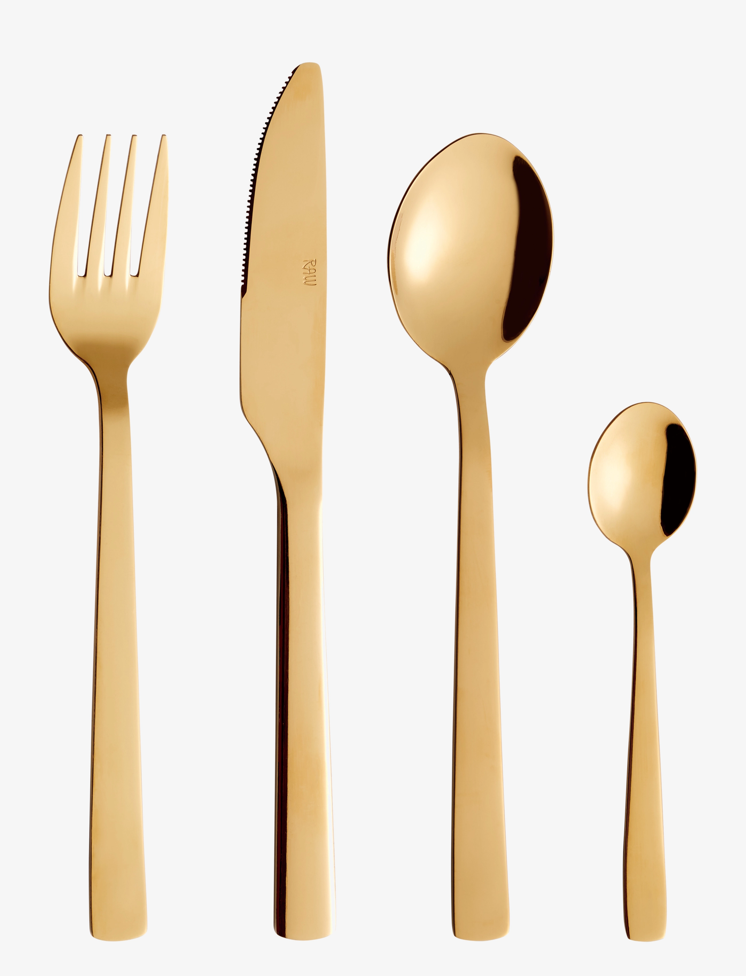 Aida Raw Bestik 16 Dele Sæt Guld Farvet Belægning 4 X (Kniv, Ske, Gaffel, Kaffeske) Gaveæske, Bestiksæt, Guld, Str: ONE SIZE