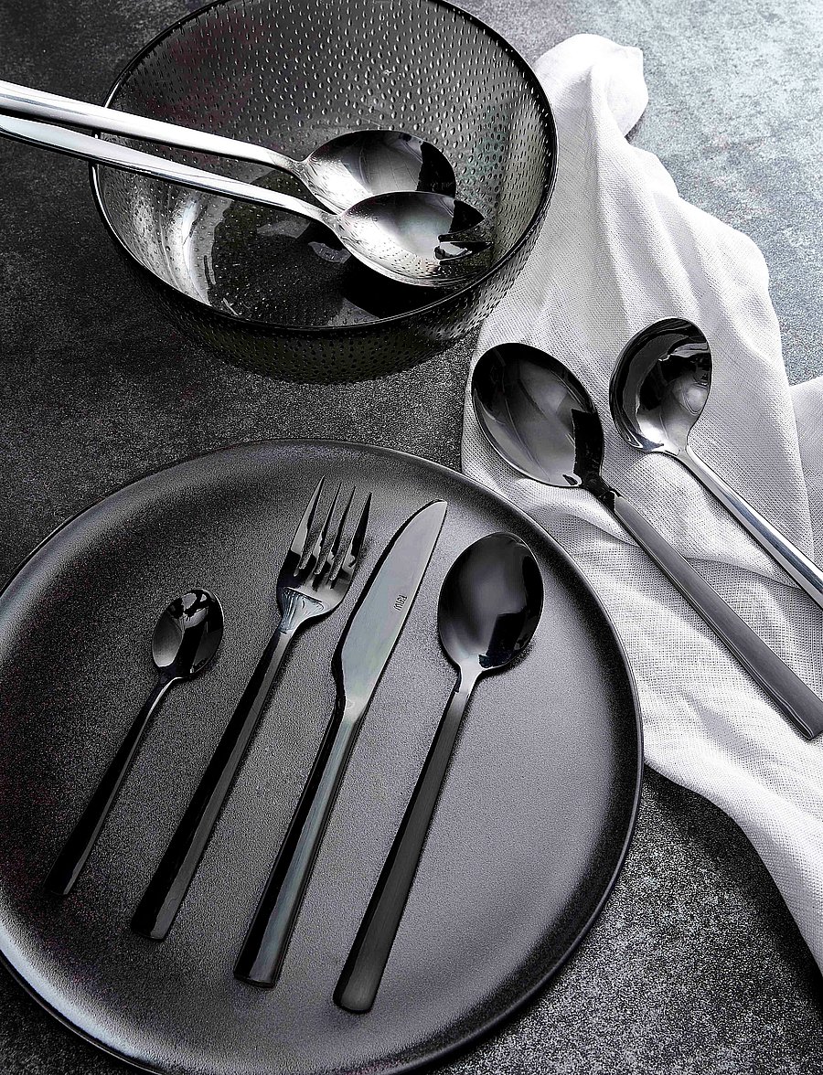 Aida - RAW - bestik 16 dele sæt blank sort belægning 4 x (kniv, ske, gaffel, kaffeske) gaveæske - nach preis einkaufen - black - 2