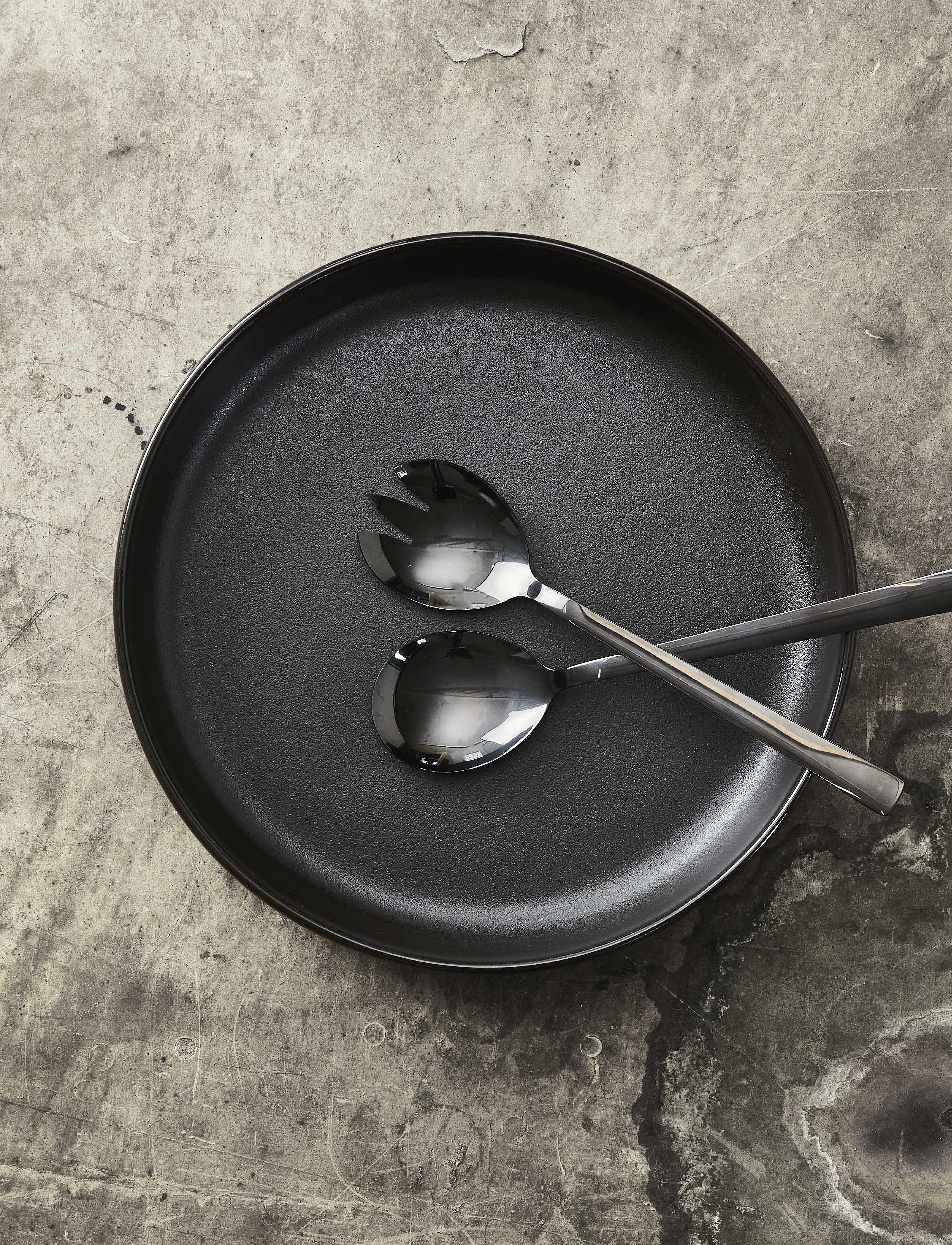 Aida Raw - Bestik Salatsæt Blank Sort Belægning 2 Dele Gaveæske, L25 cm, Black, Bestik > Salatbestik, Unisex