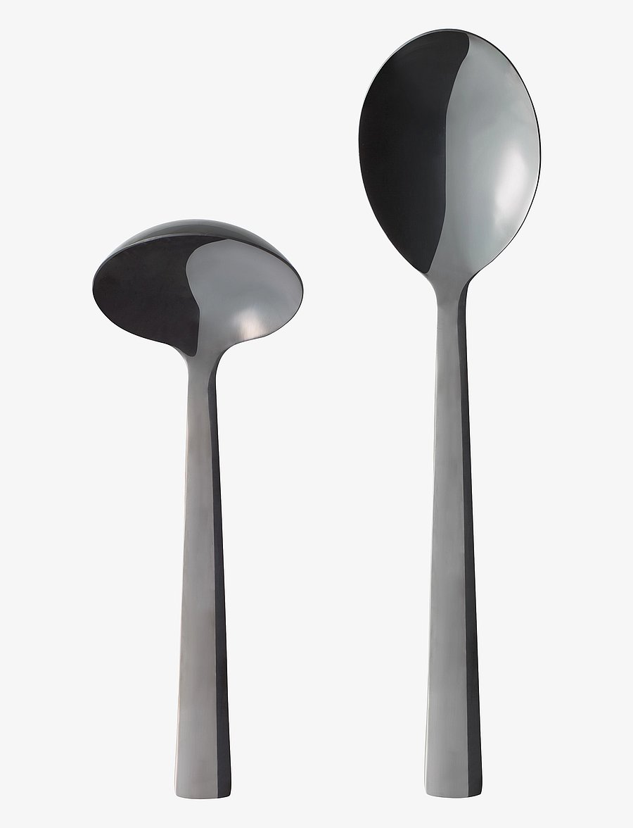 Aida - RAW - bestik sauce/kartoffelske blank sort belægning 2 dele gaveæske - salatbesteck - black - 1