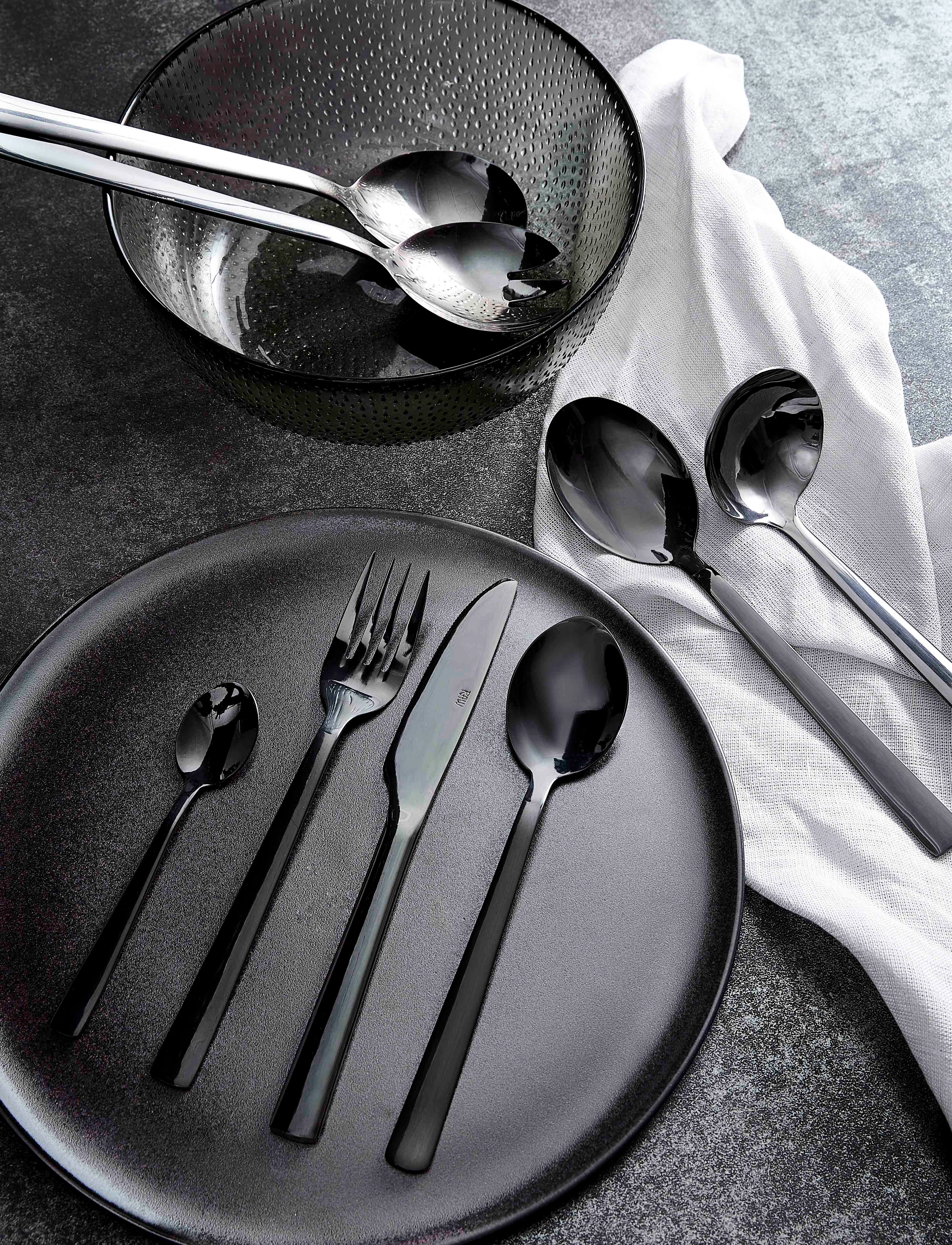 Aida Raw Bestik Sauce/Kartoffelske Blank Sort Belægning 2 Dele Gaveæske, One Size, Cutlery, Schwarz - Cutlery Set, Homeware
