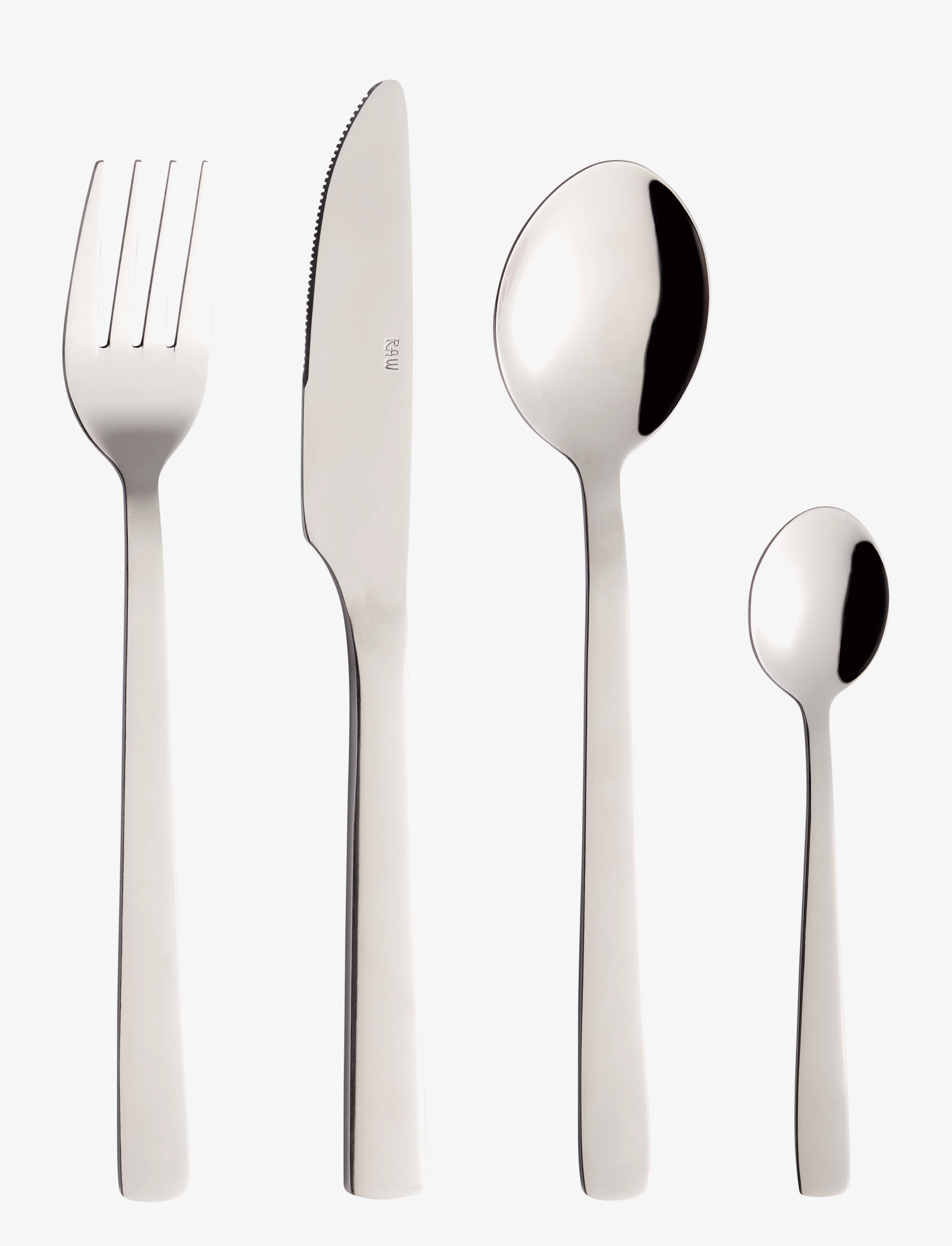 AIDA Raw - Bestik 16 Dele Sæt Blank Stål 4x(Kniv, Ske, Gaffel, Kaffeske) Gaveæske Silber - One Size - Unisex