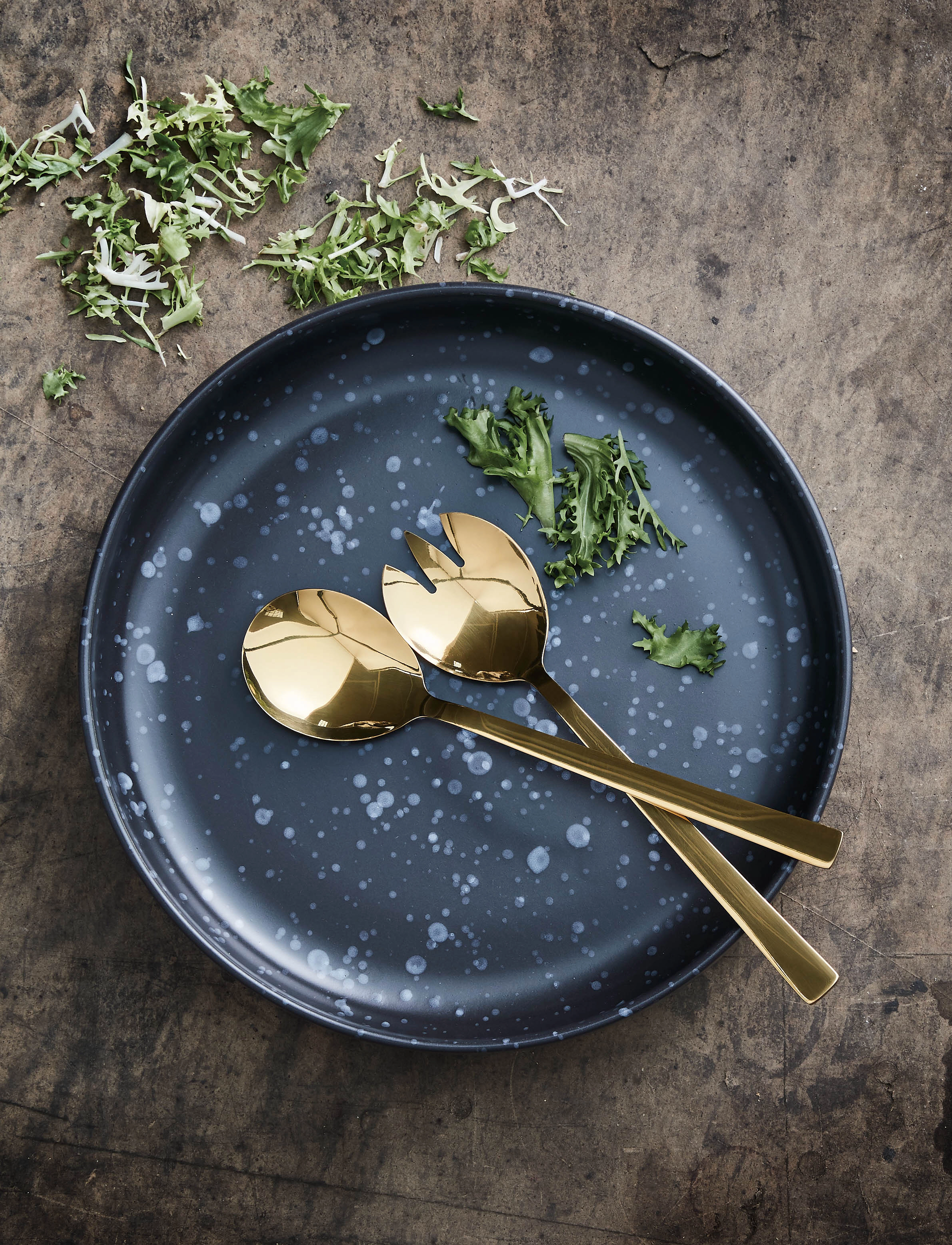 Aida Raw - Bestik Salatsæt Guld Farvet Belægning 2 Dele Gaveæske, One Size, Gold, Bestik > Salatbestik, Unisex