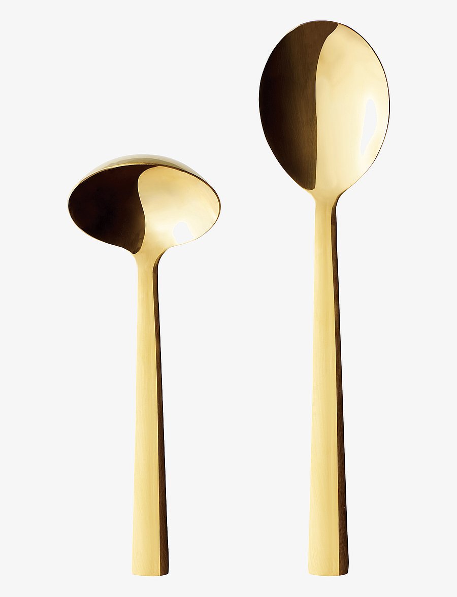 Aida - RAW - bestik sæt sauce/kartoffelske guld farvet belægning 2 dele gaveæske - salatbesteck - gold - 1