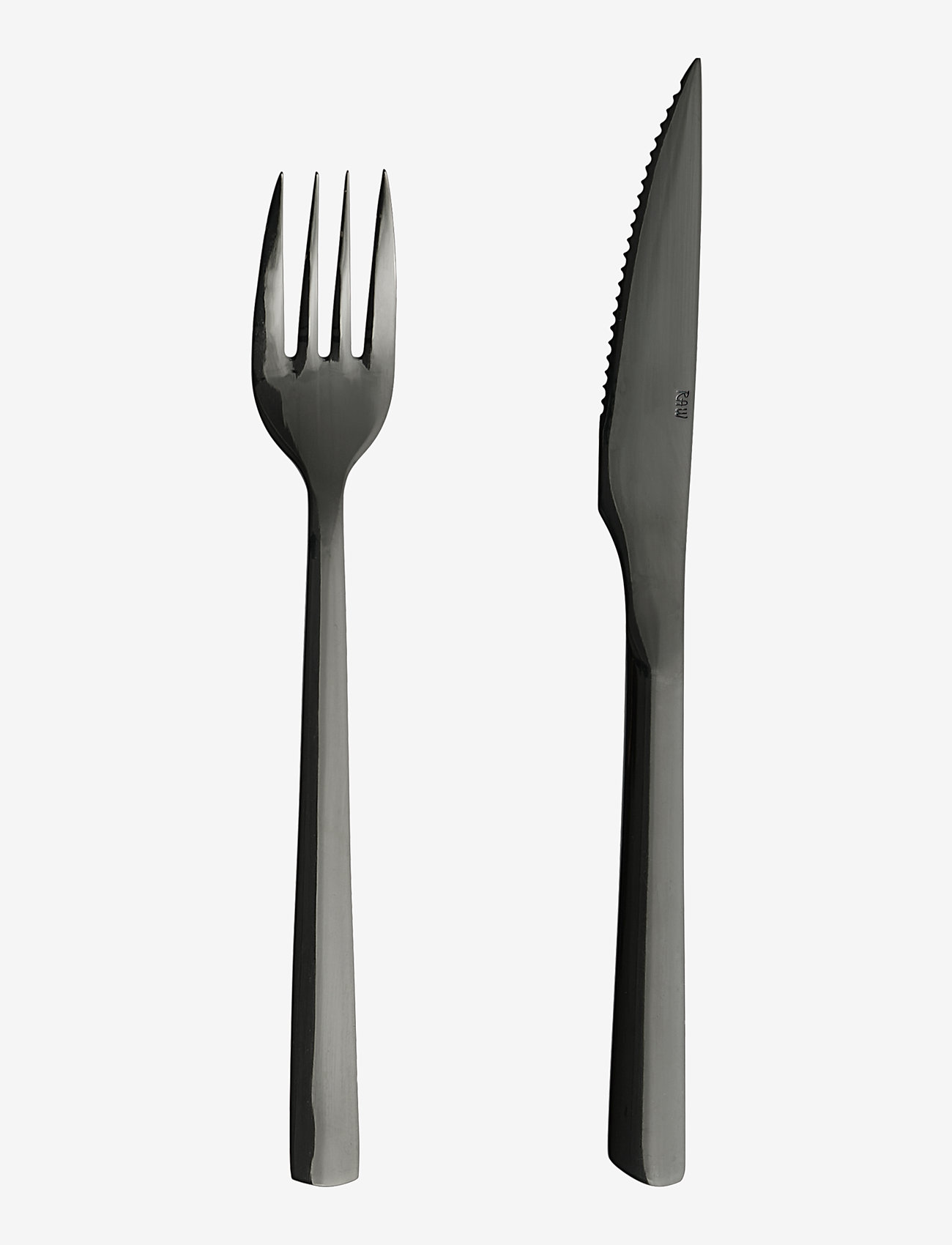 Aida - raw steakset black coating 8 pcs set - cutlery sets - black - 0