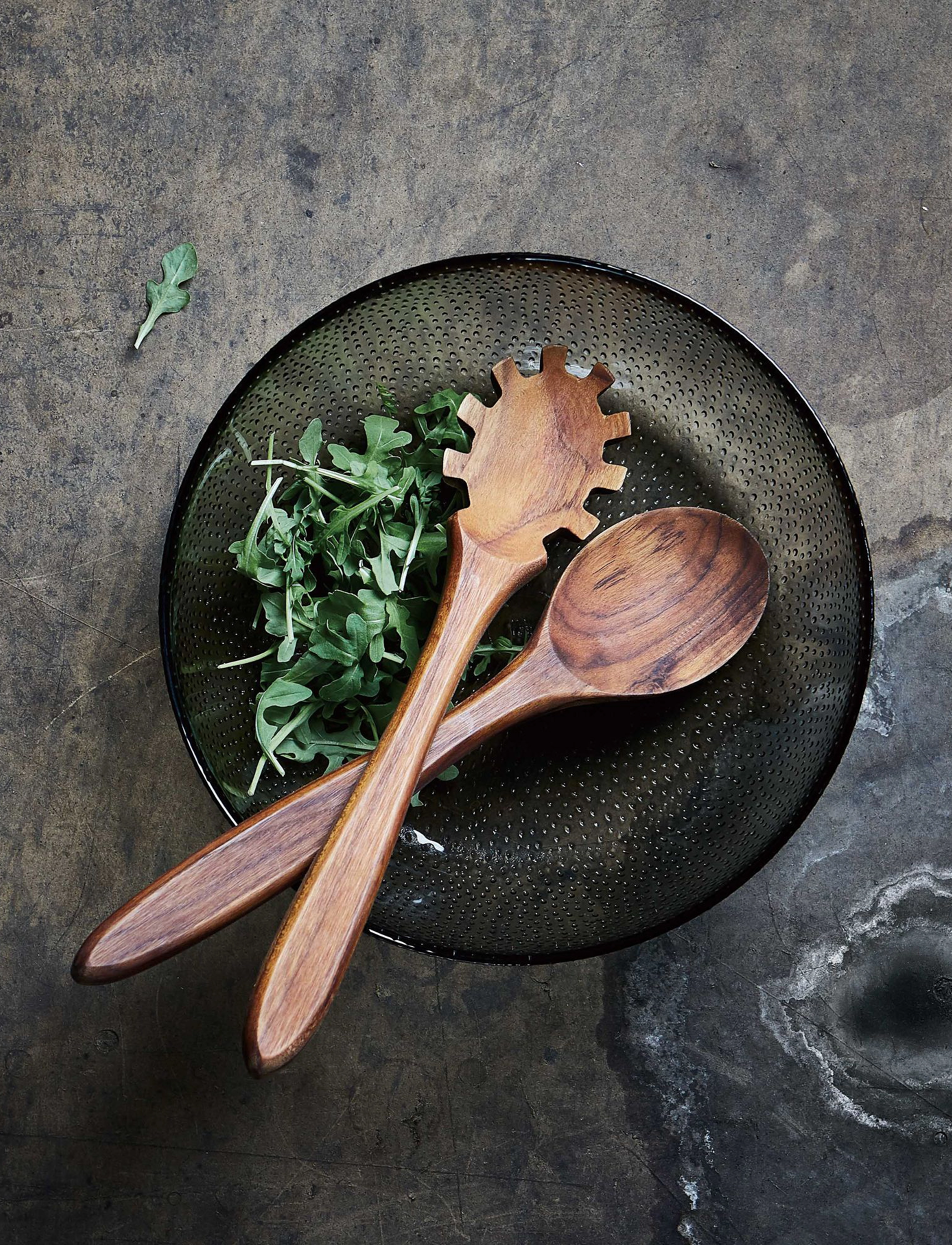 Aida Raw Teak - Salad Set, One Size, Brown, Bestik > Salatbestik, Unisex