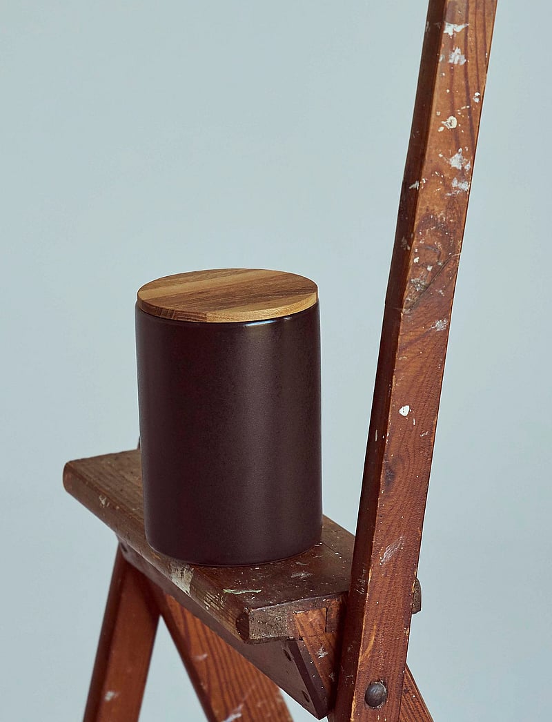 Aida - RAW Metallic Brown - redskabskrukke m/teaklåg 1 stk h15xd10 cm - vorratsgläser - brown + teak - 0