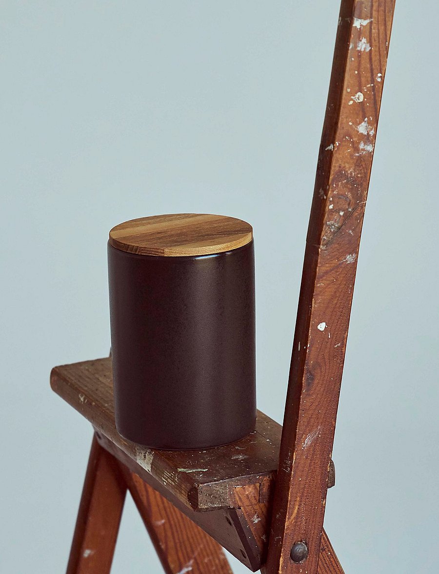 Aida - RAW Metallic Brown - redskabskrukke m/teaklåg 1 stk h15xd10 cm - vorratsgläser - brown + teak - 0