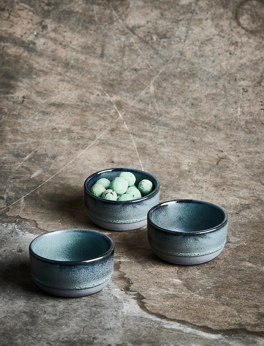 Aida - RAW Northern Green - mini bowl 3 stk d7,5 x h3,8 cm gaveæske - servierschalen - green - 2