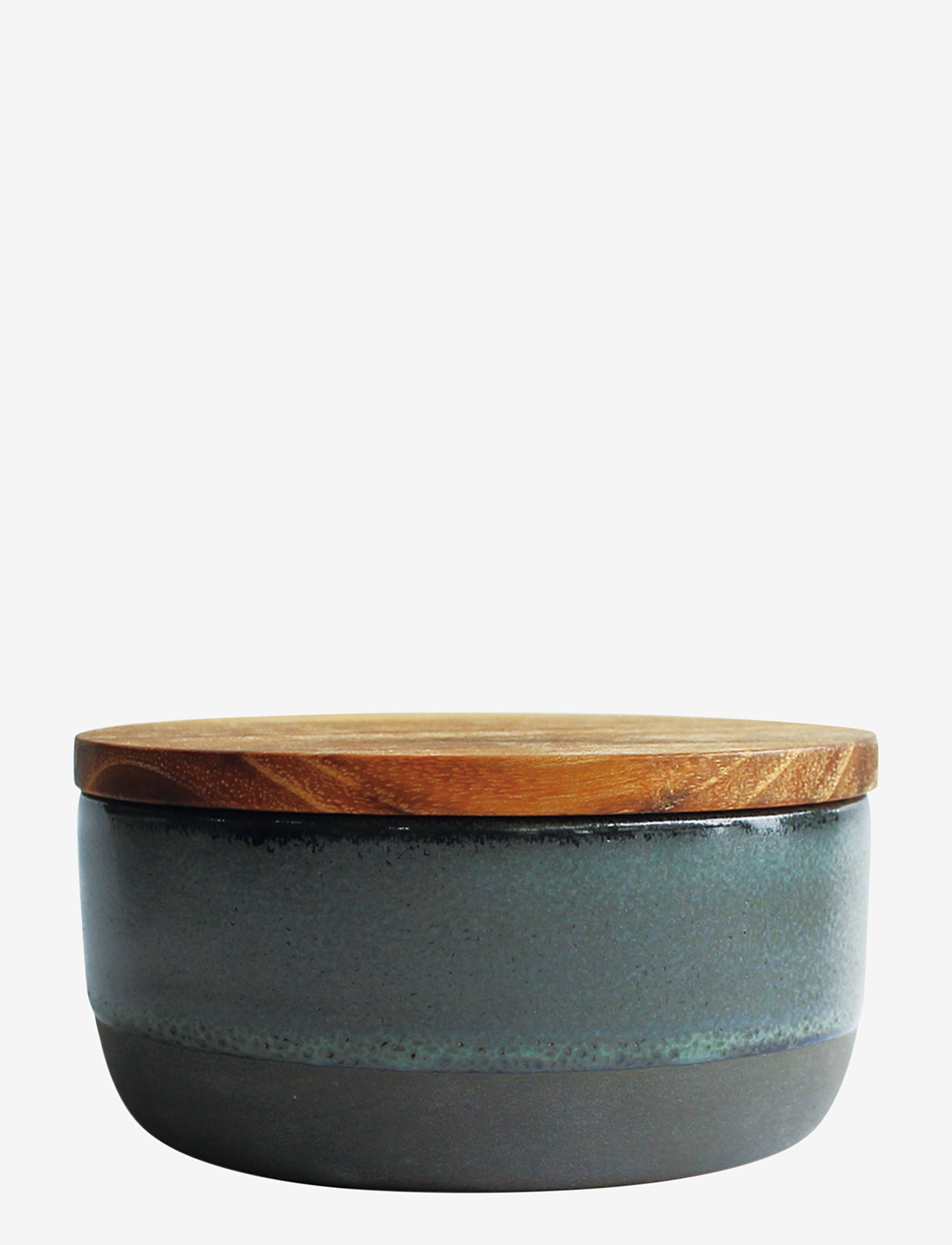 Aida - RAW Northern Green - lille skål m/teaktrælåg og ske  1 stk d9,5xh4,5 cm 24 cl - madalaimad hinnad - green - 0