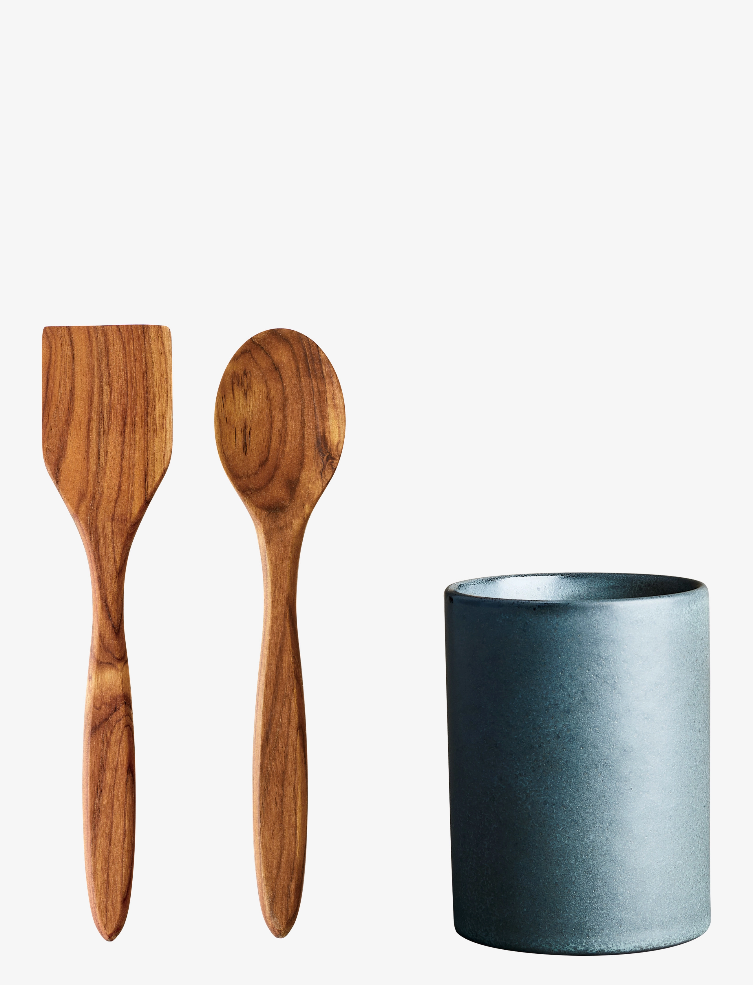 AIDA Raw Northern Grün - Redskabskrukke M/Palet + Grydeske I Teak 1 Stk H15Xd10 Cm Gaveæske Blau - One Size - Unisex