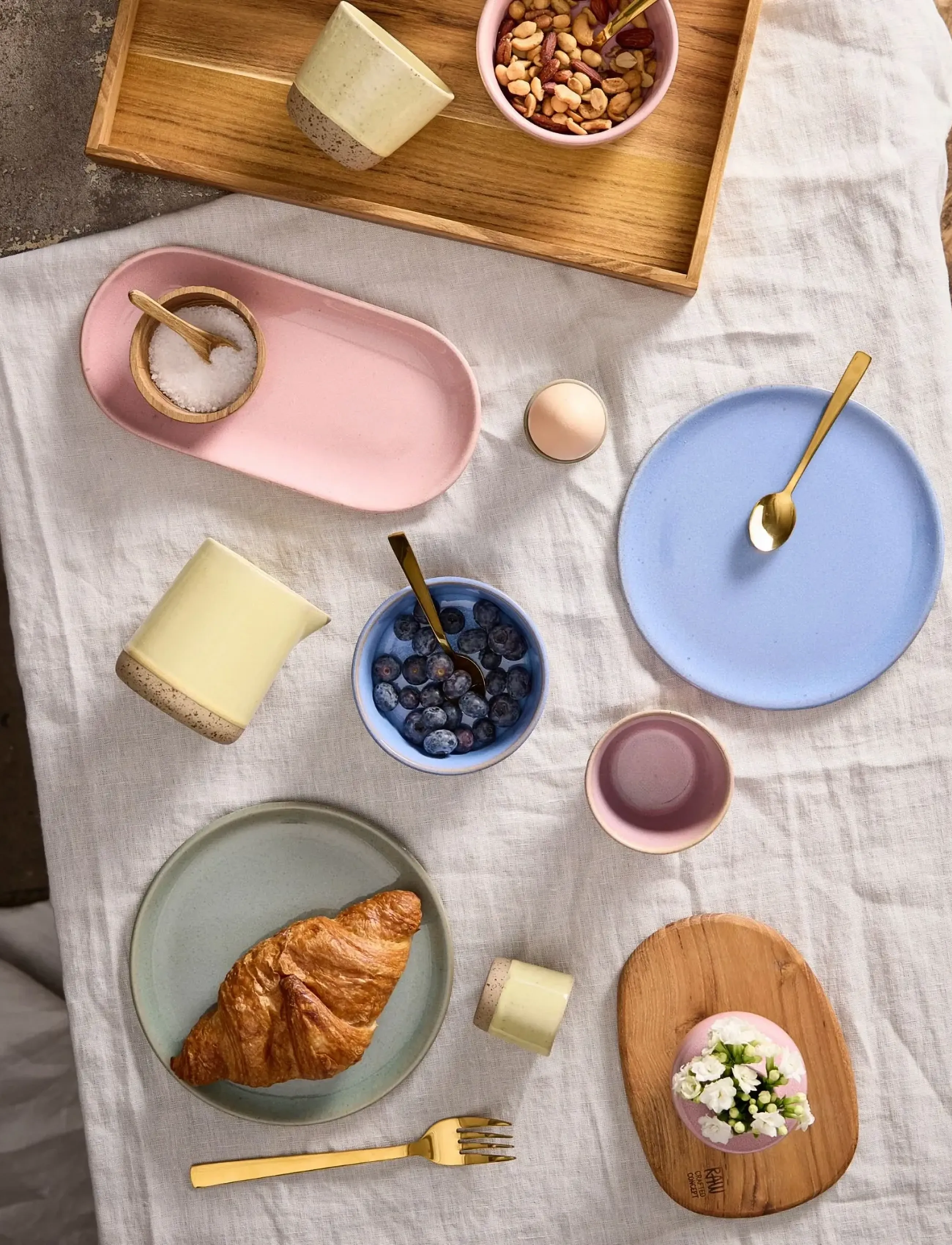 Aida Raw Colour Dess. Tall Blueish 20 Cm., Ø cm, Plates, Blau - Small Homeware
