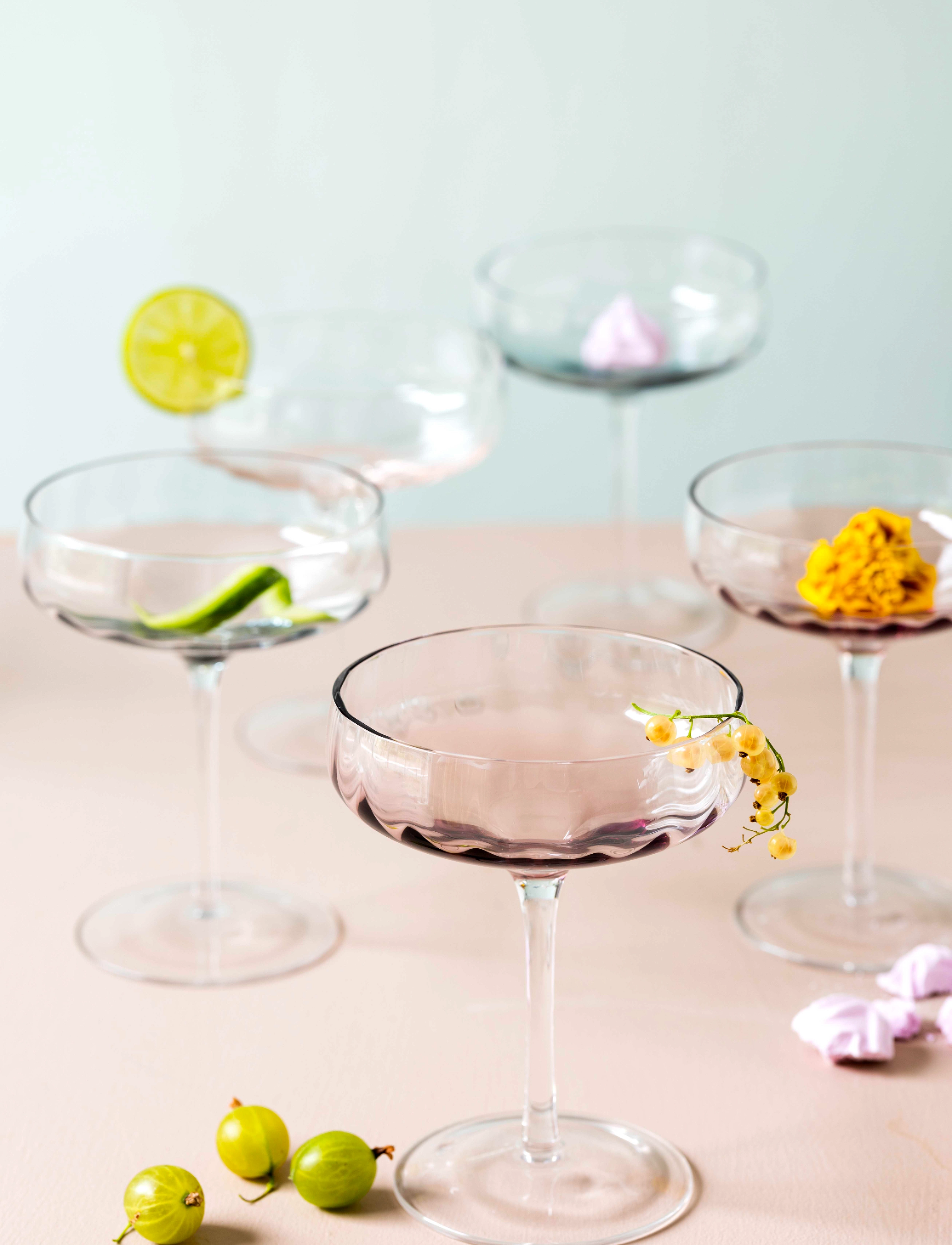 Aida Søholm Sonja – Champagne/Cocktail Glas Raspberry Red 1 Stk 30 Cl, CL x 12.2, Glass, Rosa - Champagne Homeware