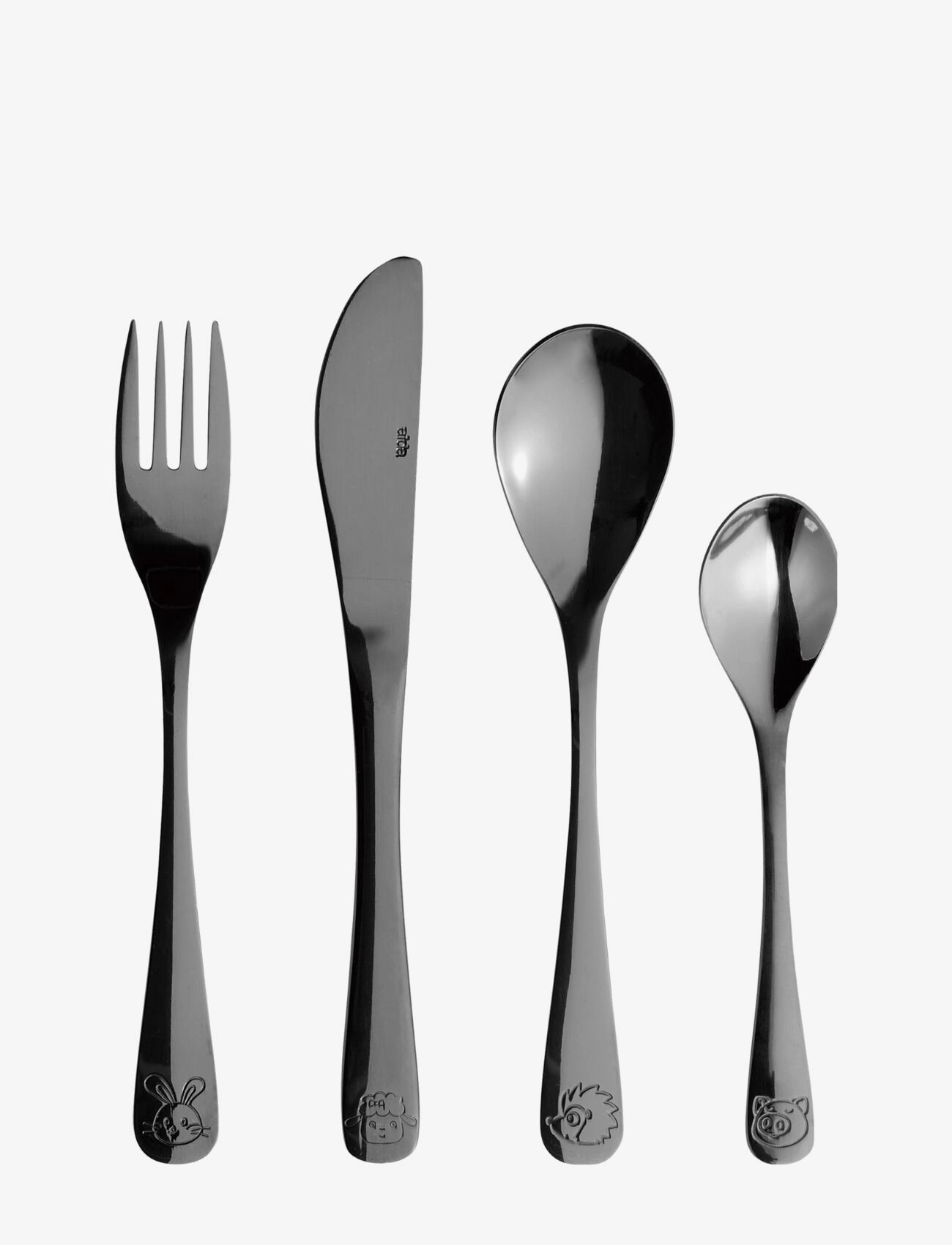 AIDA Atelier Mini - Børnebestik 4 Dele Sæt Sort Silber - One Size - Kinder