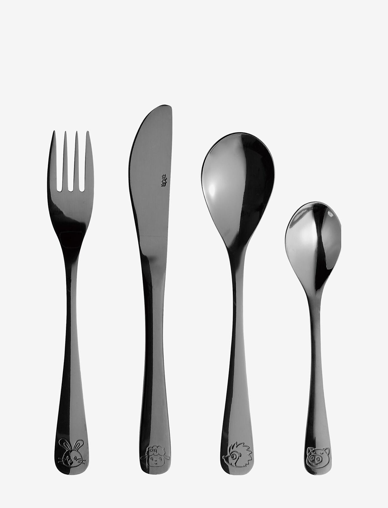 Aida - Atelier mini - børnebestik 4 dele sæt sort - bestikk - black - 1