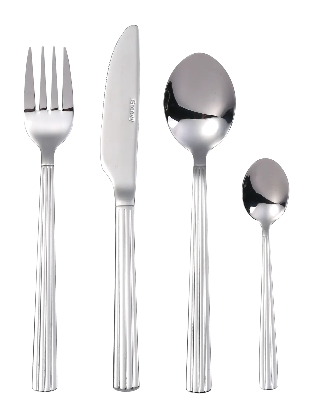 Aida Groovy - cutlery 48 pcs set - Bestick - MIRROR POLISH / silver