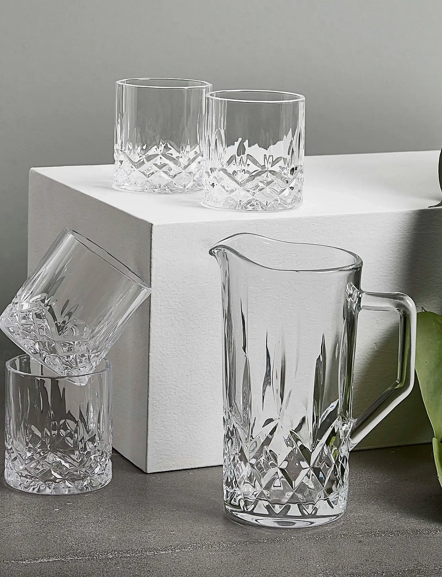 Aida - harvey 5 dele glassæt 1 x kande 1,0 L + 4 x whiskyglas - wasserkaraffen - glas - 0