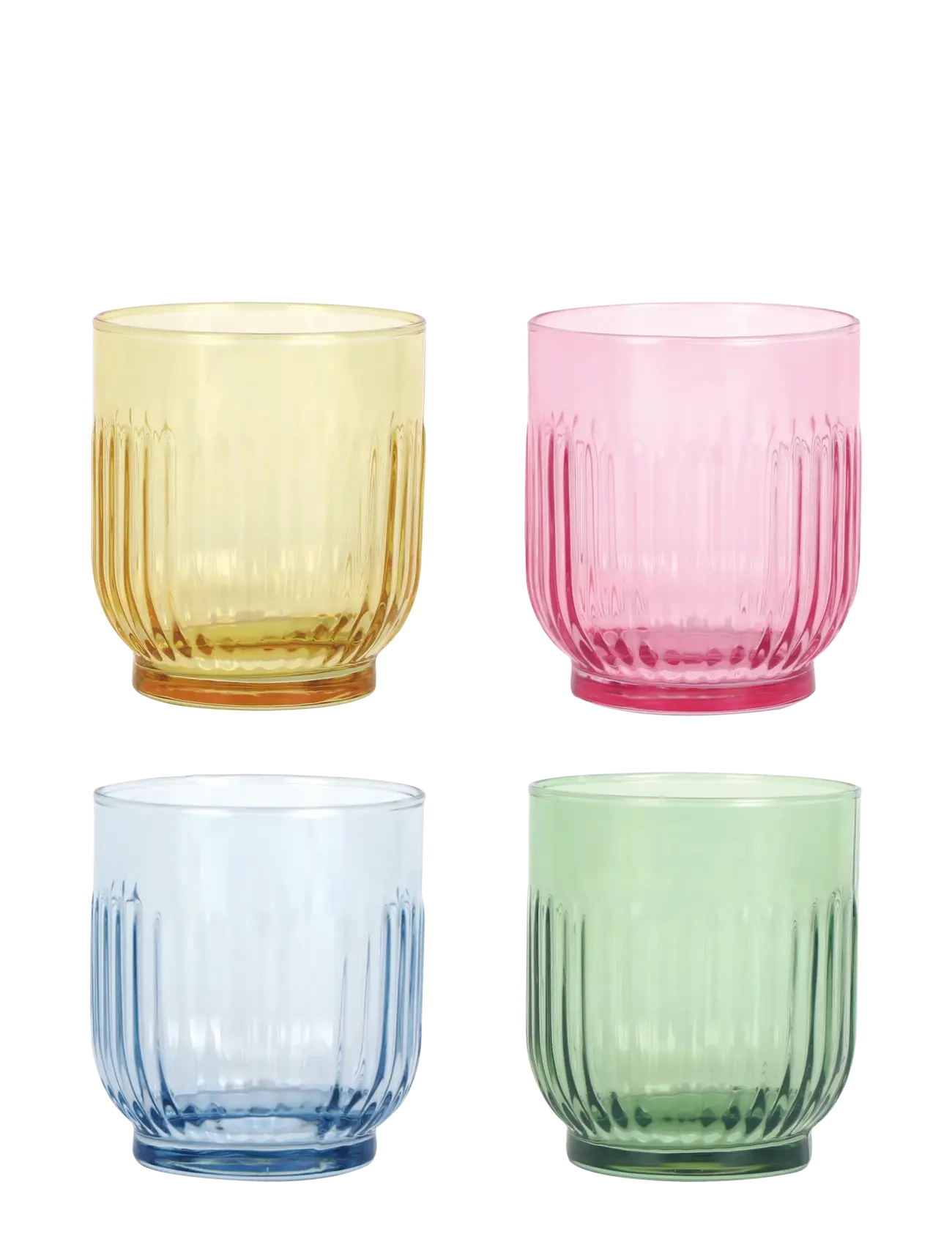 Aida Drinking Glasses Coloured 4 Pcs Mix Pack (Amber, Red, Light Blue, Green) 33 Cl., Drikkeglas, Multi/mønstret, Str: 33 CL
