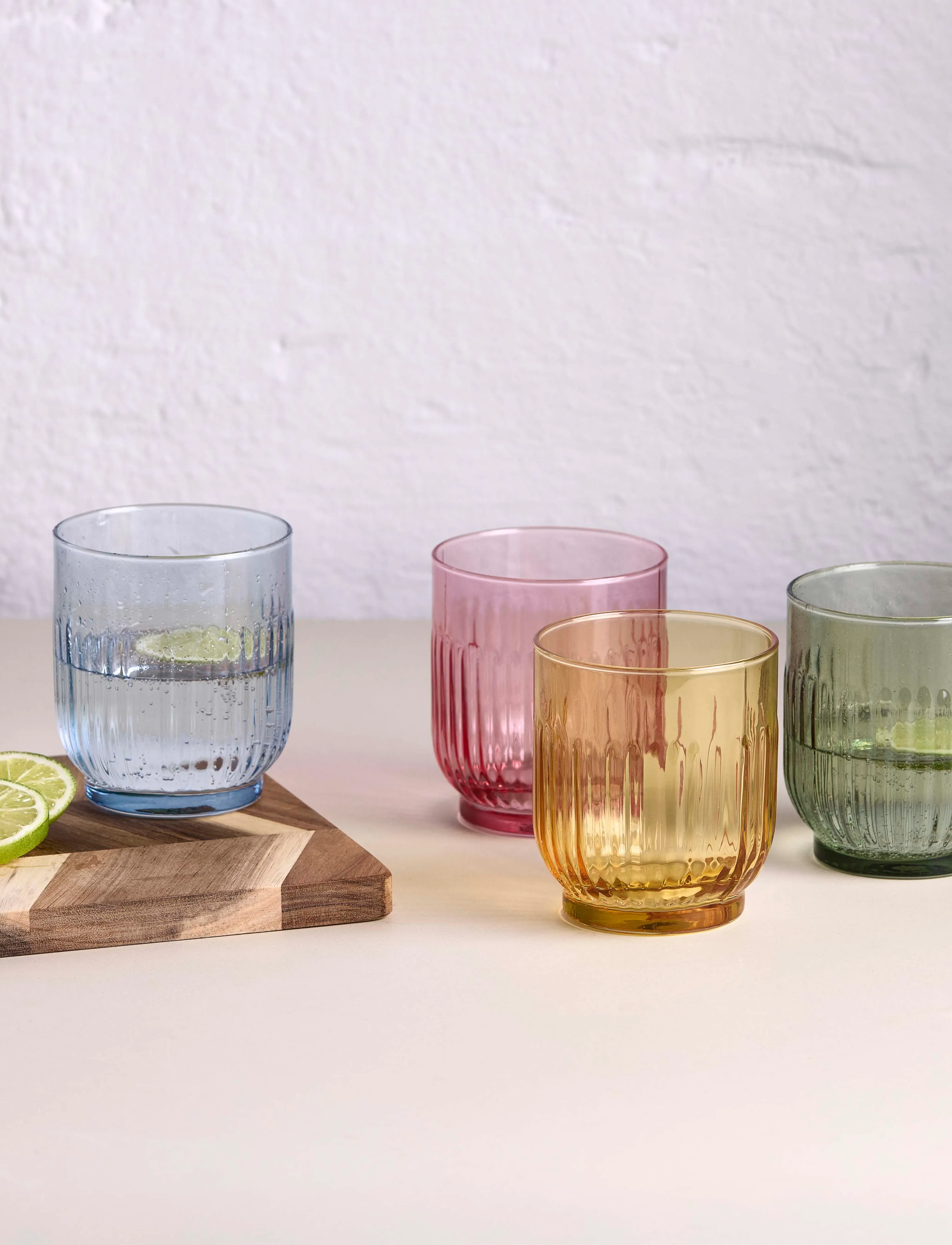 Aida Drinking Glasses Coloured 4 Pcs Mix Pack (Amber, Red, Light Blue, Green) 33 Cl., CL, Glass, Mehrfarbig/gemustert - Homeware