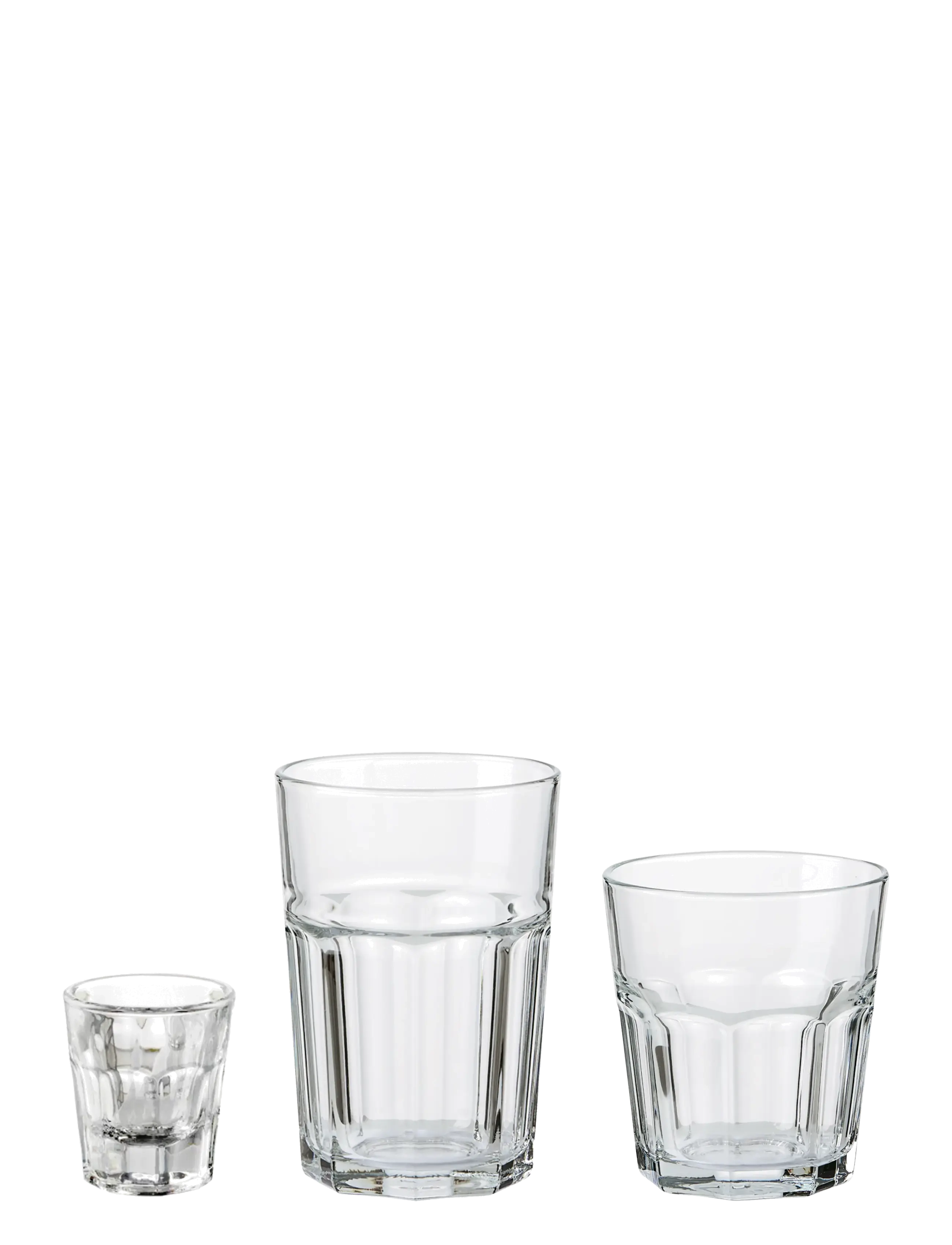 Aida ATELIER - GRANIT glass 18 pcs set - 6 x 36 cl + 6 x 28 cl + 6 x 5 cl - Drinking glasses & tumblers - BLUE / clear