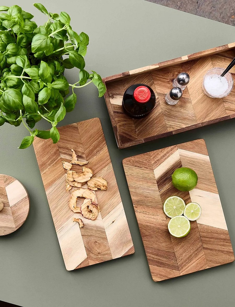 Aida - Tapasboard herringbone pattern, acacia wood Size 27x18x1,5 cm. - schneidebretter - natural - 0