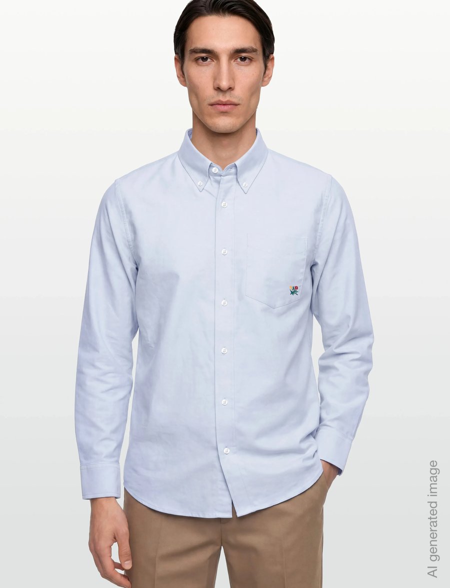 Aimé Leon Dore - Crest Oxford Shirt - basic-hemden - oxford blue - 3