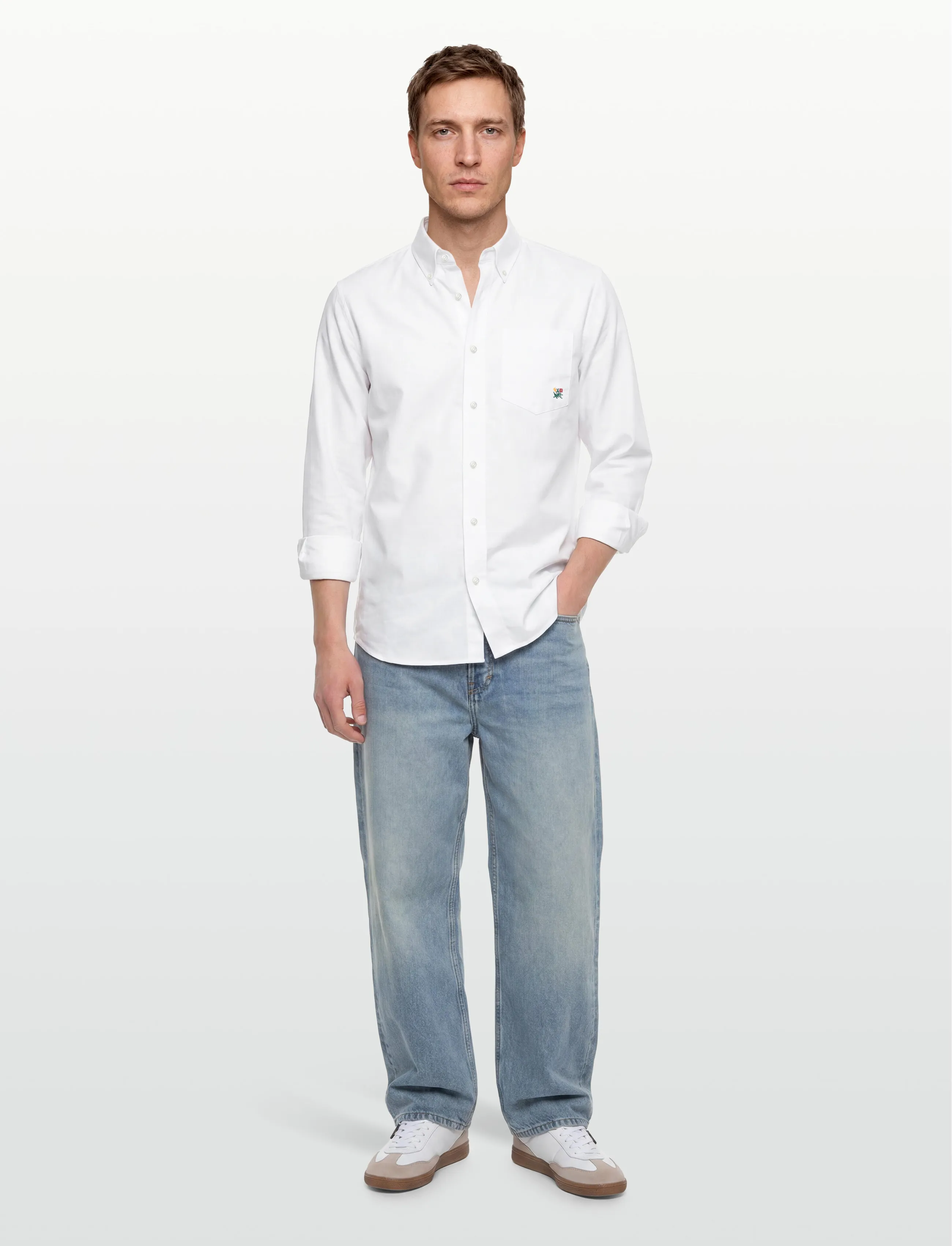 Aimé Leon Dore Crest Oxford Shirt, Mænd, Oxford Skjorte, Hvid, Str: S