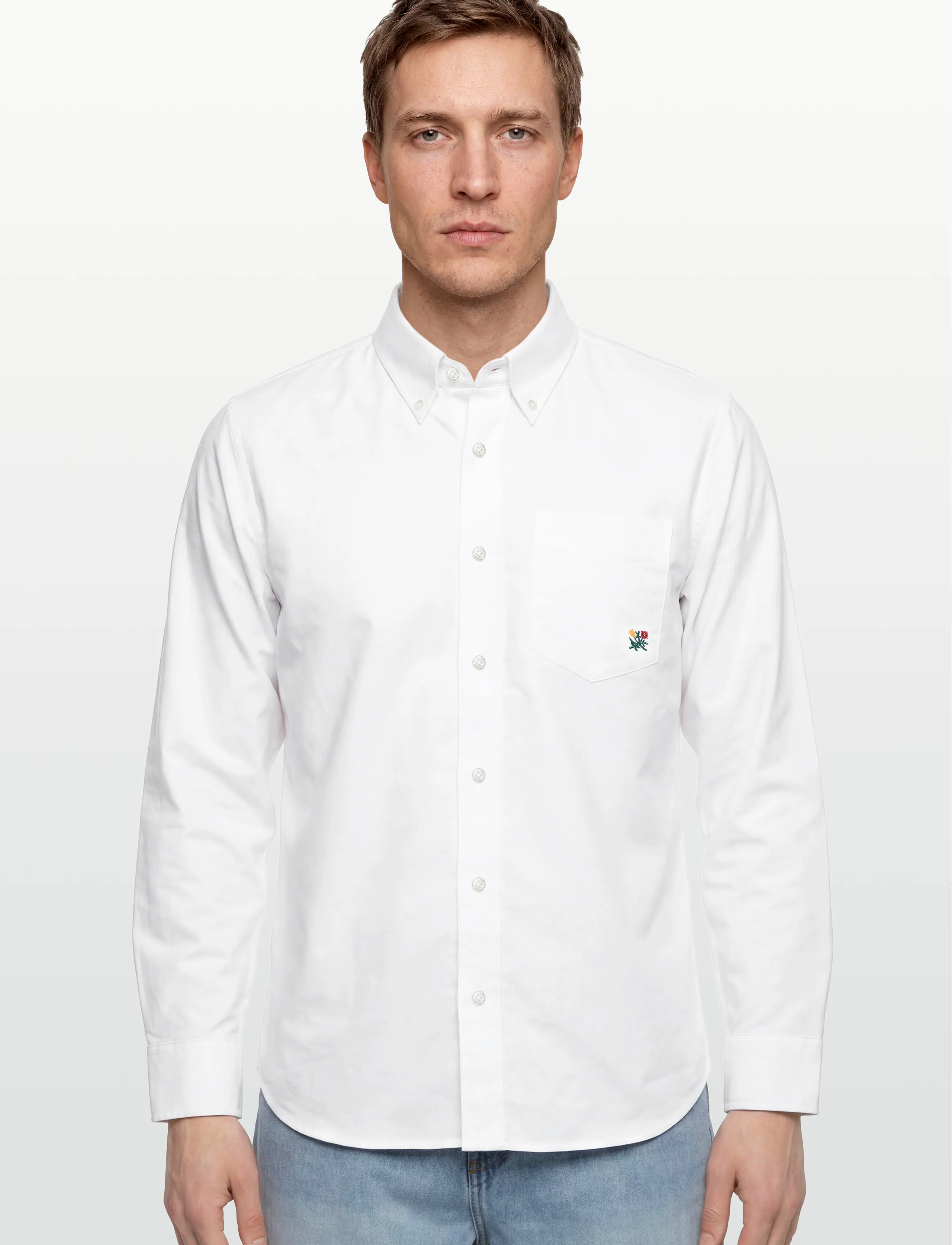 Aimé Leon Dore - Crest Oxford Shirt - basic-hemden - white - 3