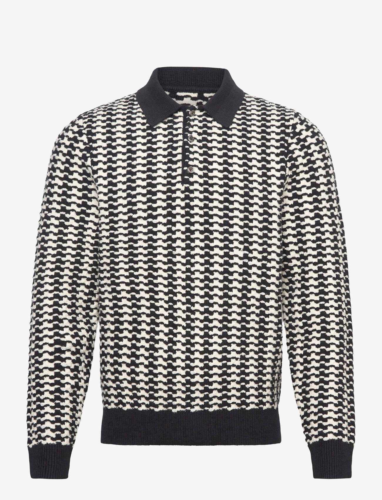 Aimé Leon Dore - LS Houndstooth Polo - gestrickte polohemden - jet black - 0