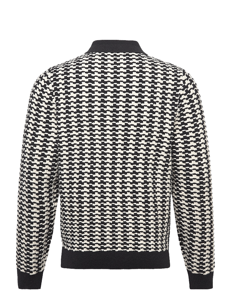 Aimé Leon Dore - LS Houndstooth Polo - gestrickte polohemden - jet black - 1